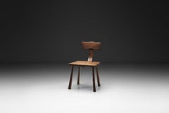 Rare Handcrafted Wooden Chair, Europe Mid-20th Century