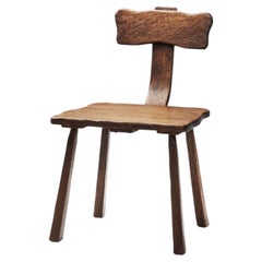 Rare Handcrafted Wooden Chair, Europe Mid-20th Century