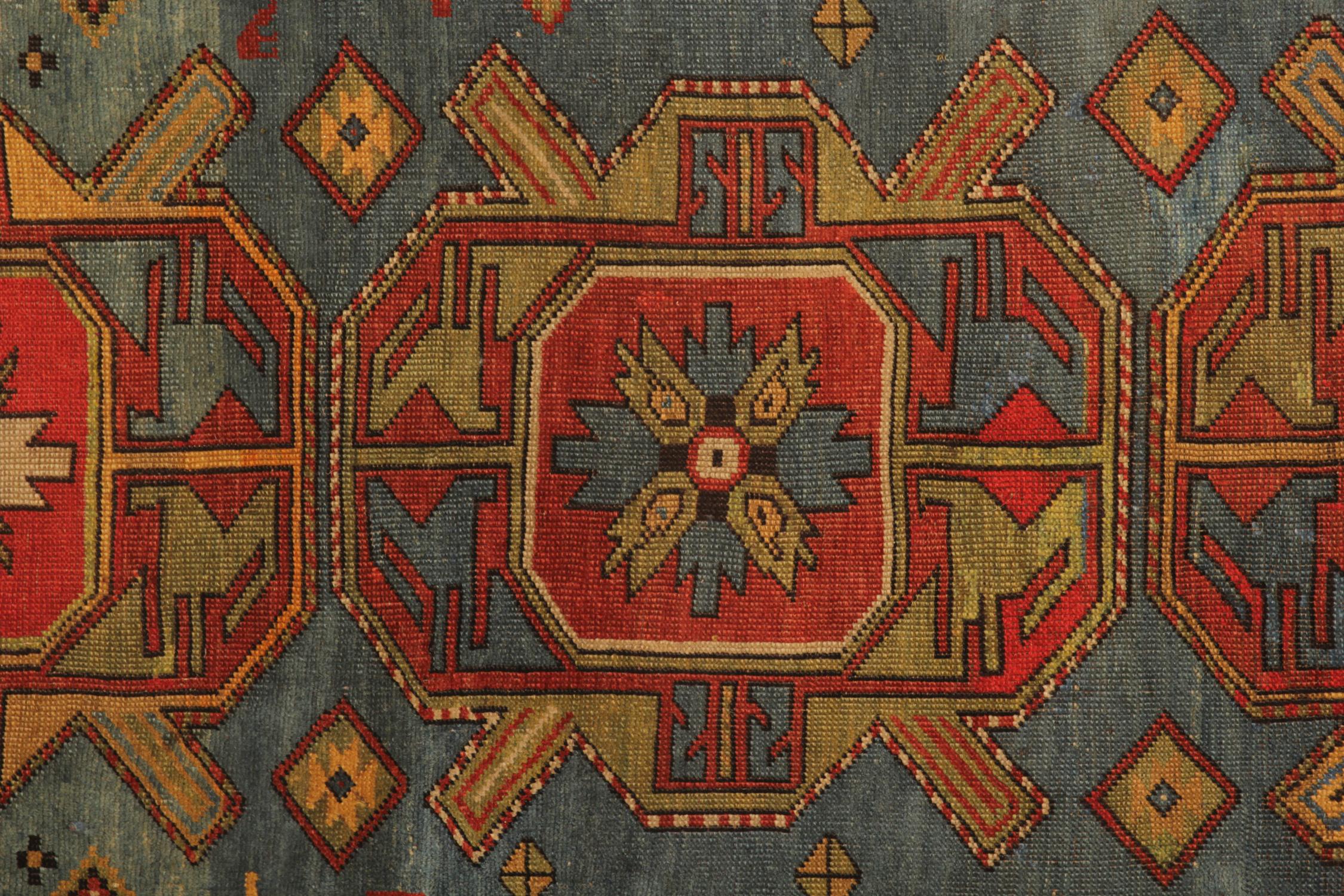 Hand-Crafted Rare Handmade 19th Century Caucasian Kazak Area Rug Carpet