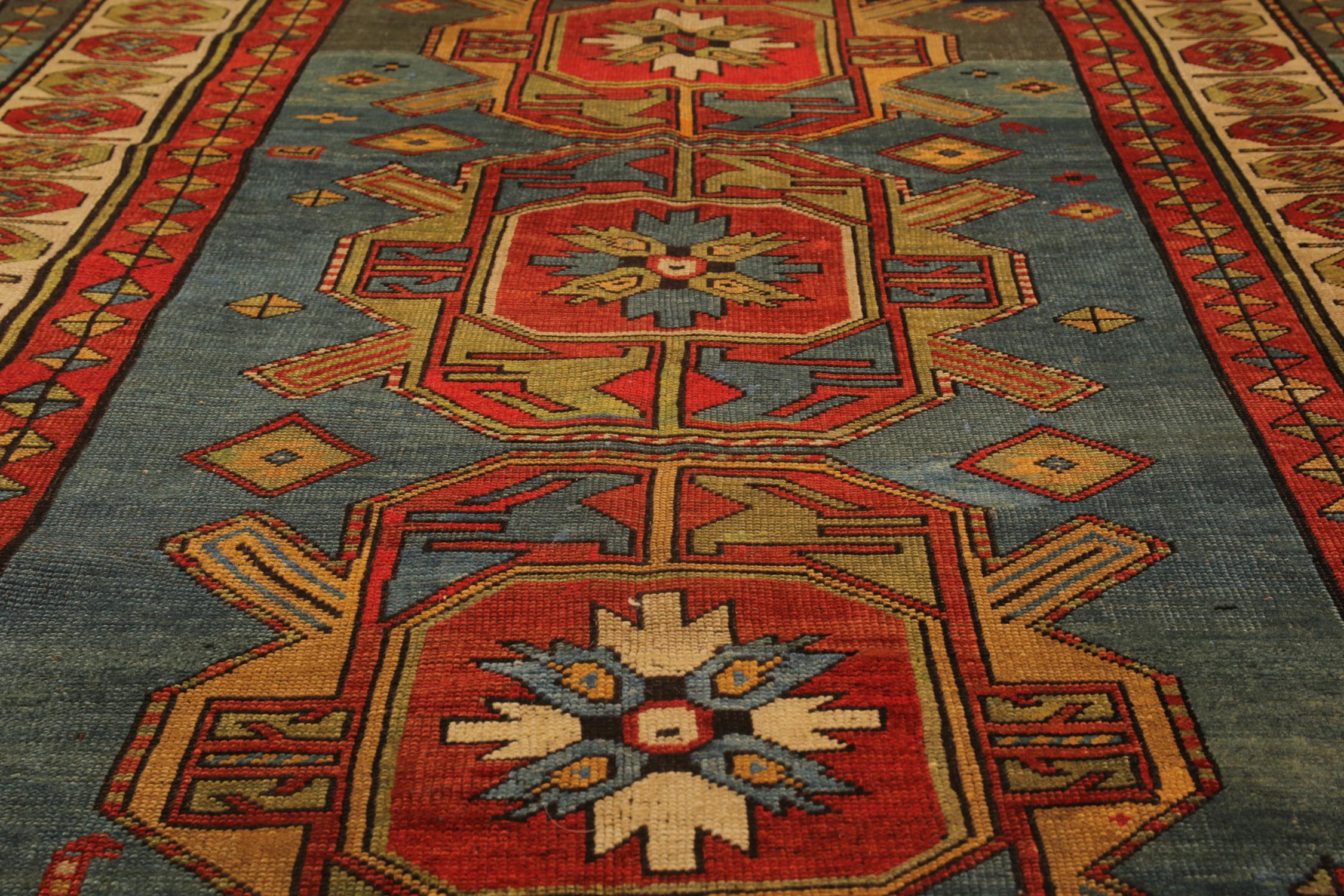 Late 19th Century Rare Handmade 19th Century Caucasian Kazak Area Rug Carpet