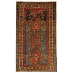 Rare Handmade 19th Century Caucasian Kazak Area Rug Carpet