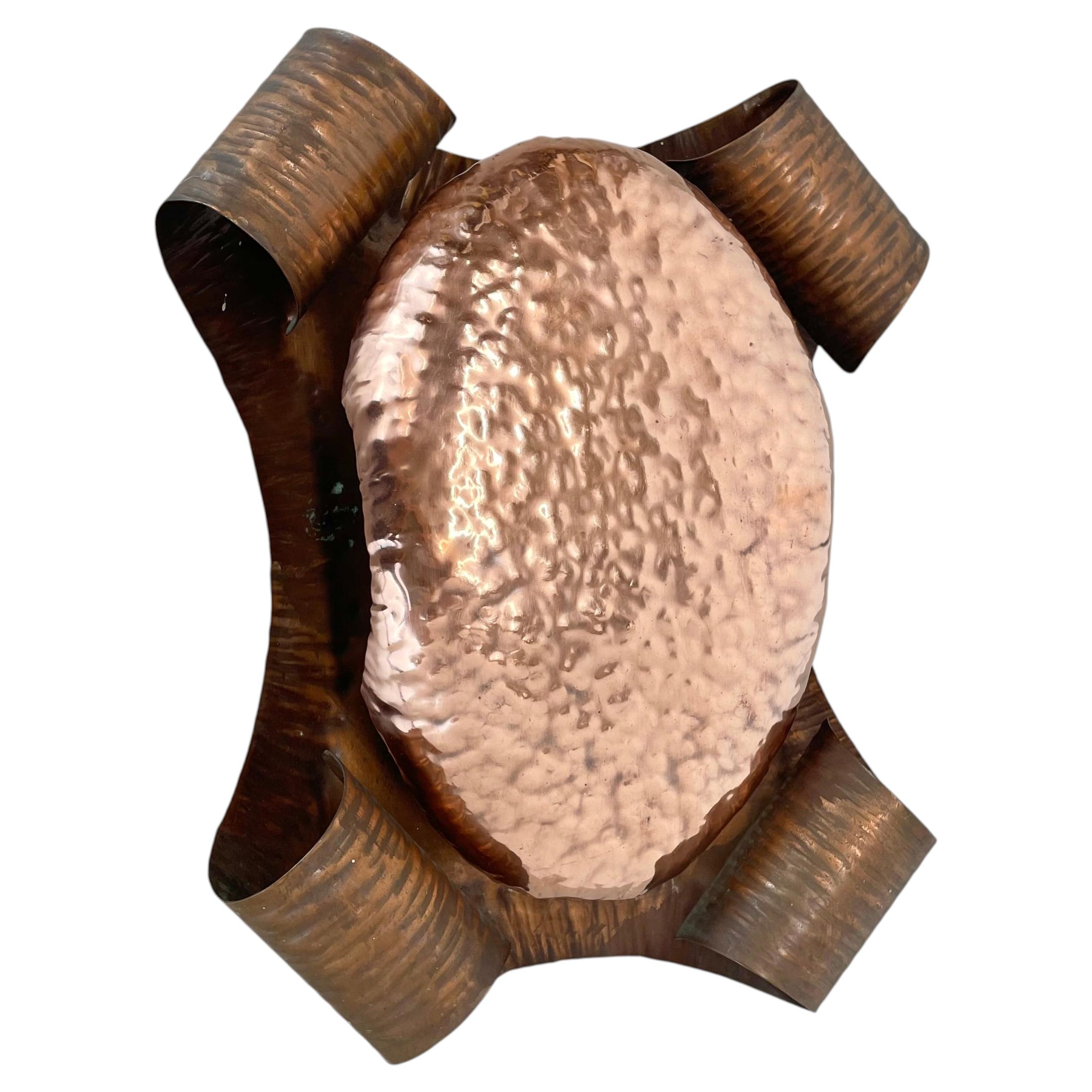 rare handmade solid copper Stilnovo Style Theatre Wall Light, Italy 1950s For Sale