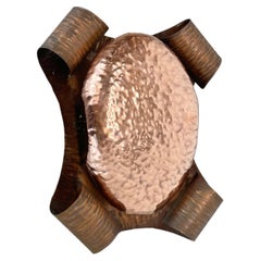 rare handmade solid copper Stilnovo Style Theatre Wall Light, Italy 1950s
