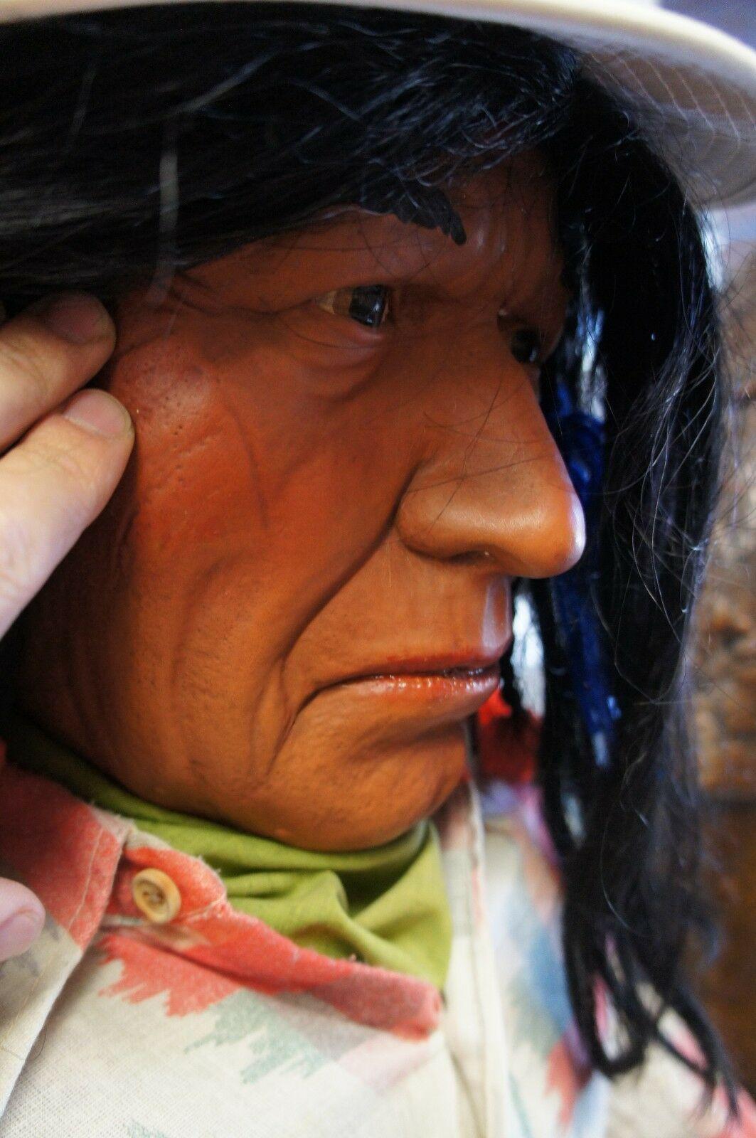 Rare Handmade Vintage Southwestern Life Size Native Doll Mannequin Painted In Good Condition For Sale In Dayton, OH