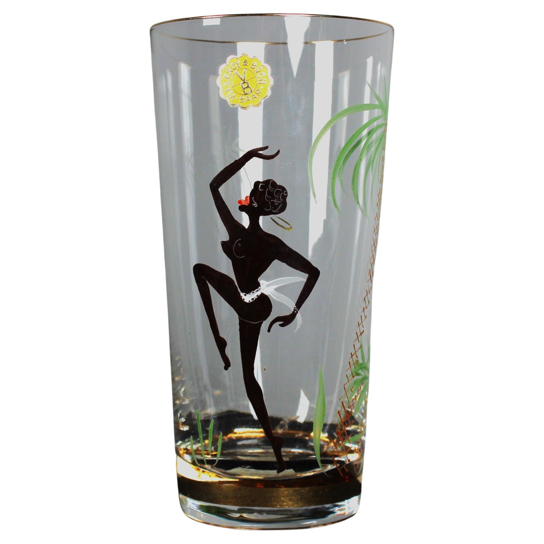 Rare Handpainted Villeroy & Boch Glass, 1920s, France, 15 cm For Sale