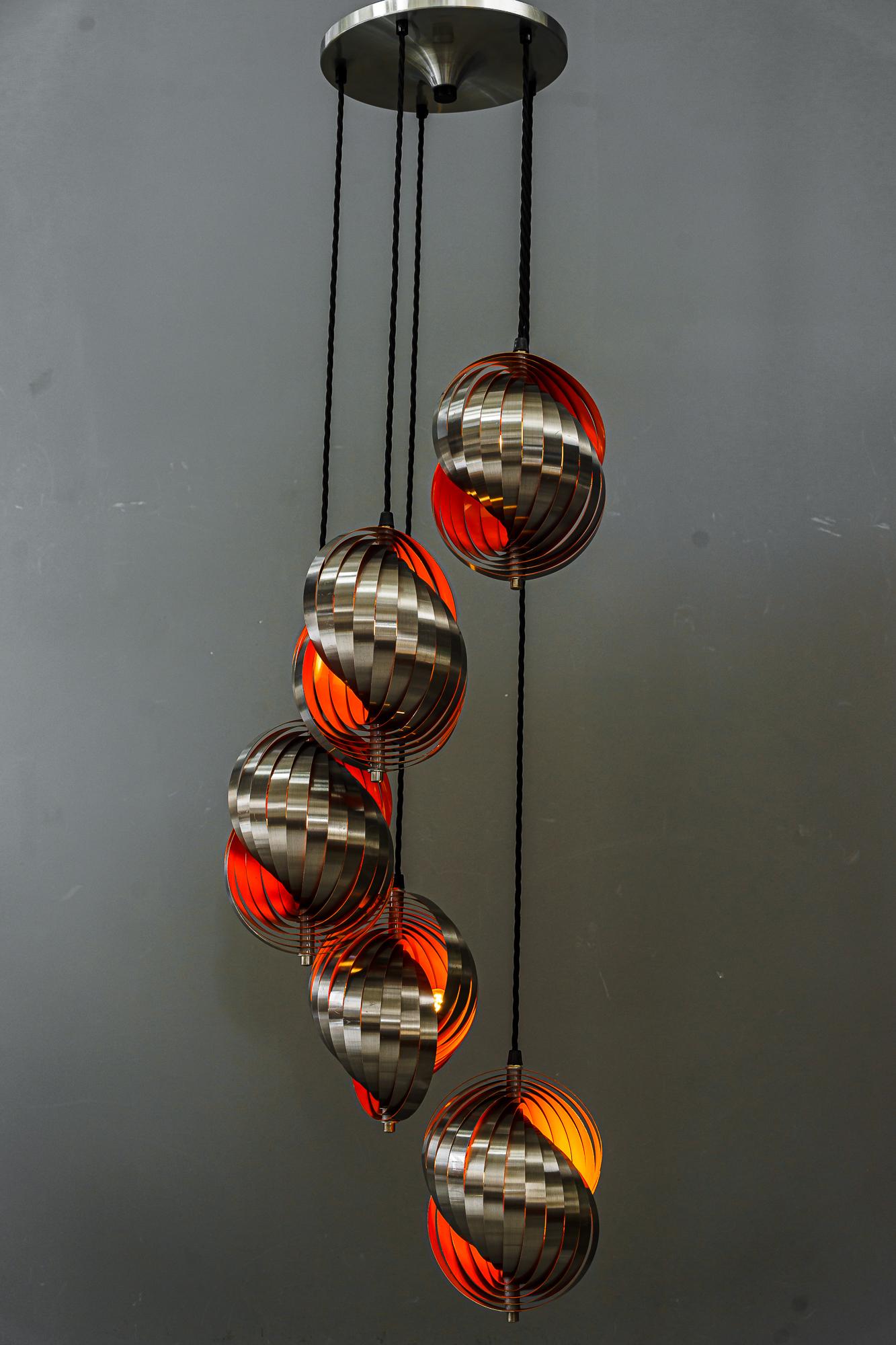 Rare Hanging Lamp by Henri Mathieu Around, 1970s For Sale 5