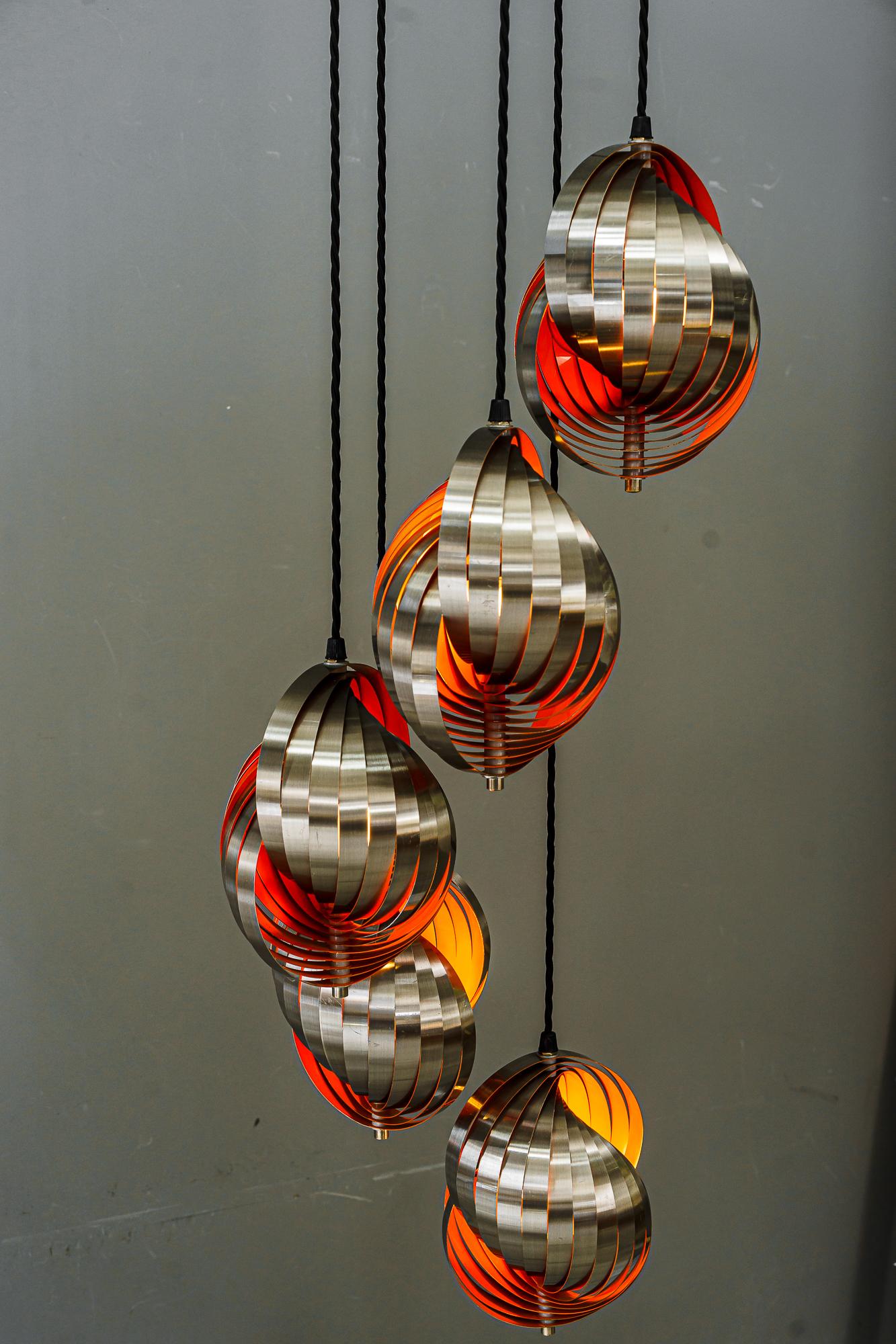 Rare Hanging Lamp by Henri Mathieu Around, 1970s For Sale 6