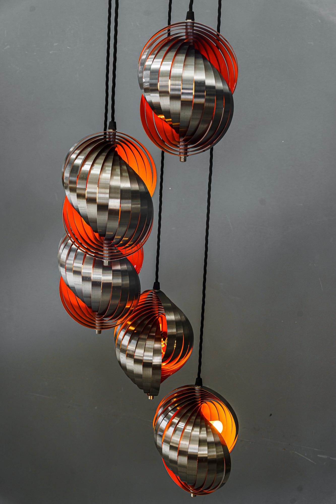 Rare Hanging Lamp by Henri Mathieu Around, 1970s For Sale 7