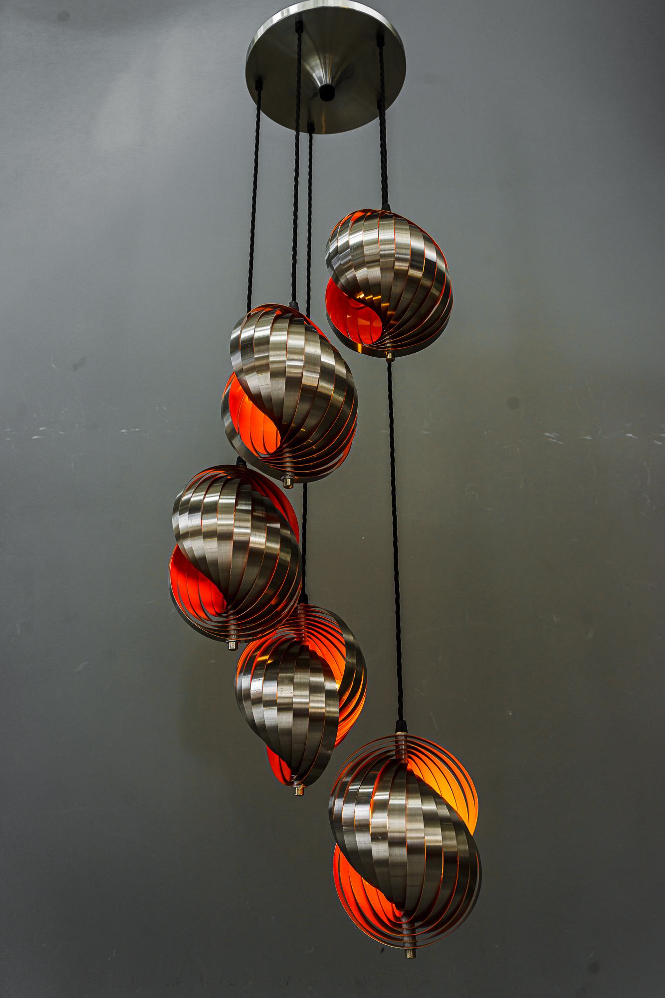 Rare Hanging Lamp by Henri Mathieu Around, 1970s For Sale 8