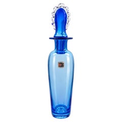 Rare Hank Adams for Blenko 9229S One-Year Production Blue Art Glass Decanter