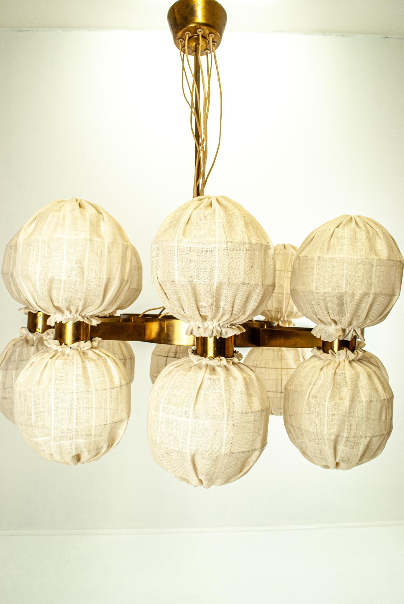 Very rare ceilinglamp by Hans-Agne Jakobsson in brass an fabric. 