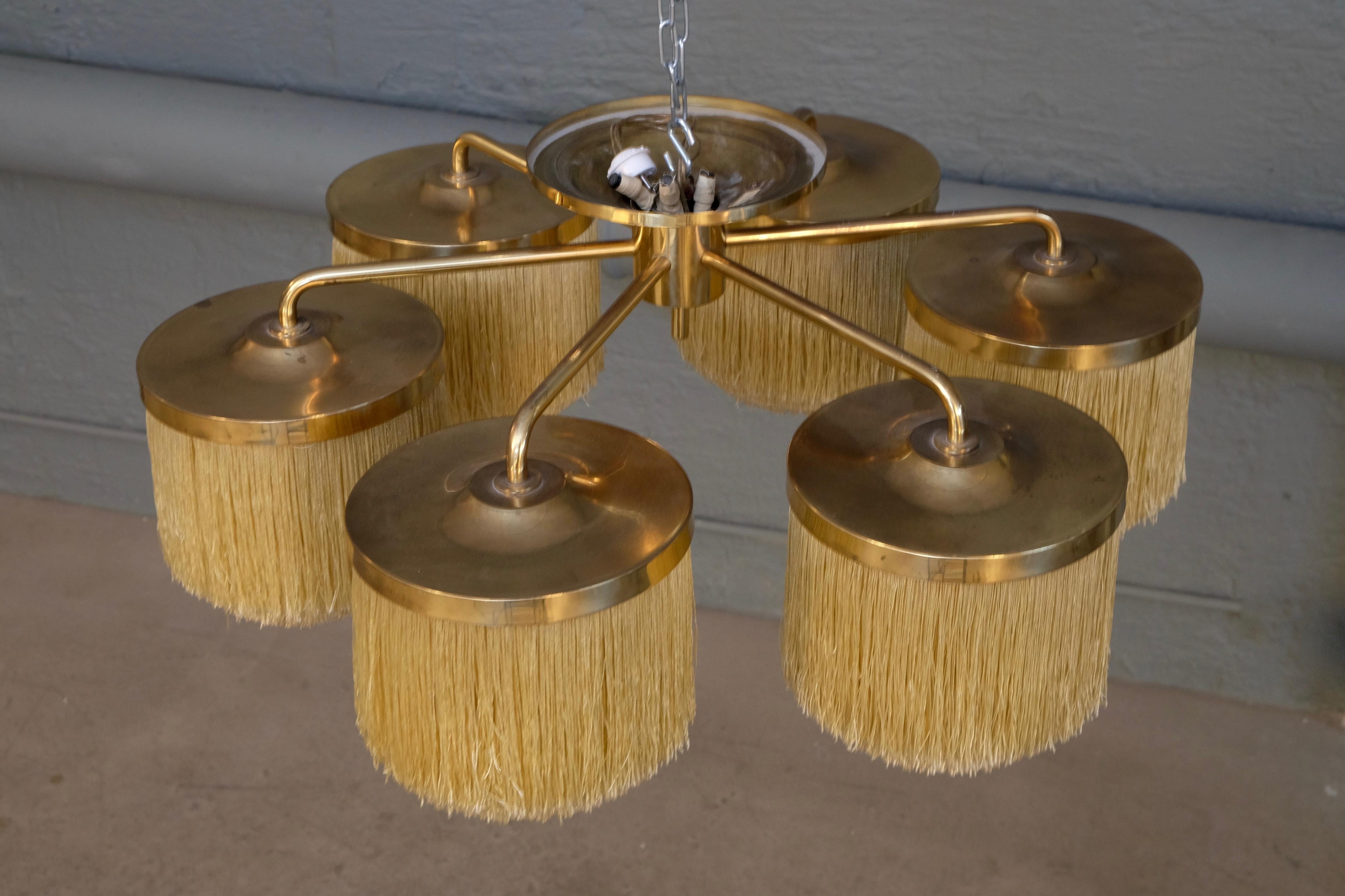 Brass Rare Hans-Agne Jakobsson Ceiling Lamp Model T-606, 1960s