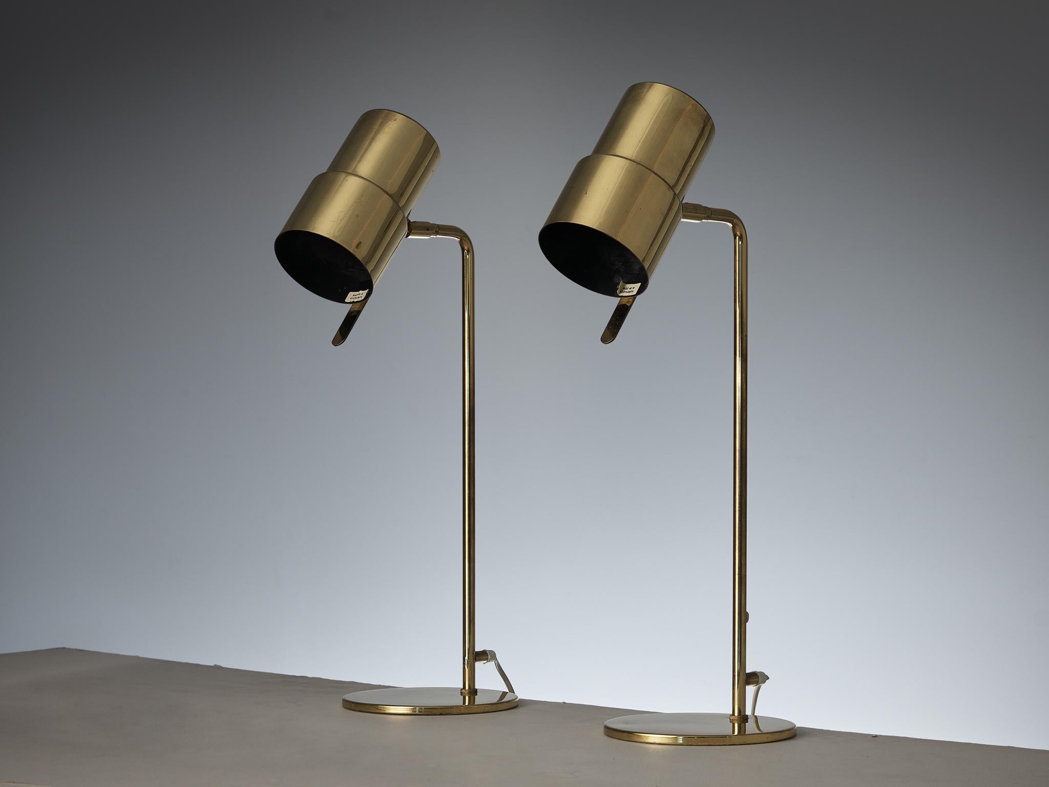 Mid-20th Century Rare Hans-Agne Jakobsson Desk Lamps ‘Nicke’ in Brass