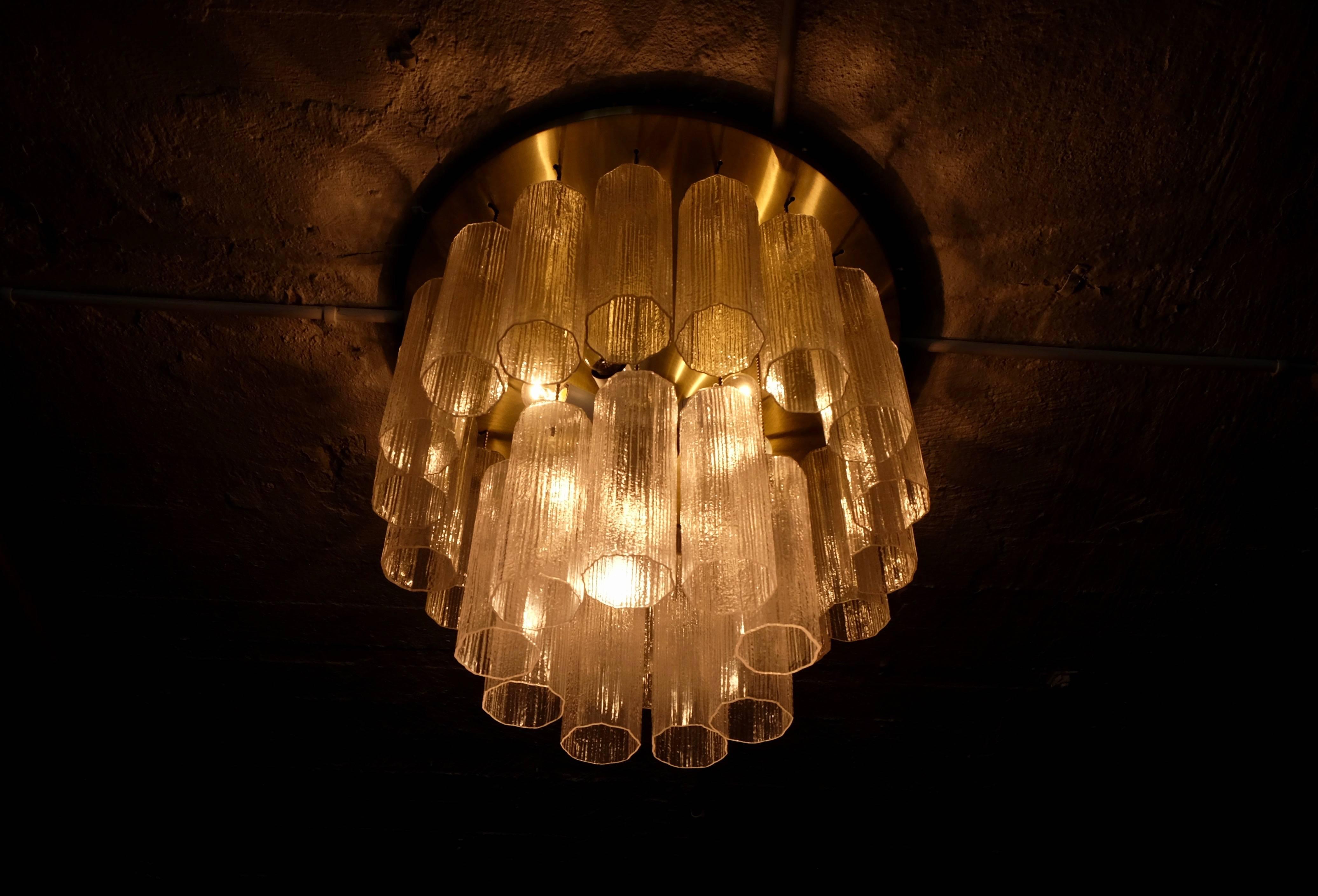 Rare Hans-Agne Jakobsson Glass Flush Mount/Chandelier, 1970s In Excellent Condition For Sale In Stockholm, SE