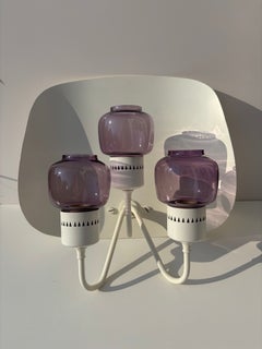 Rare Hans Agne Jakobsson Purple Glass Three Arm Wall Light, 1960s