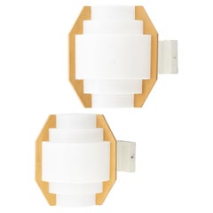 Rare Hans-Agne Jakobsson Sconces a Pair in Beech Wood and Acrylic