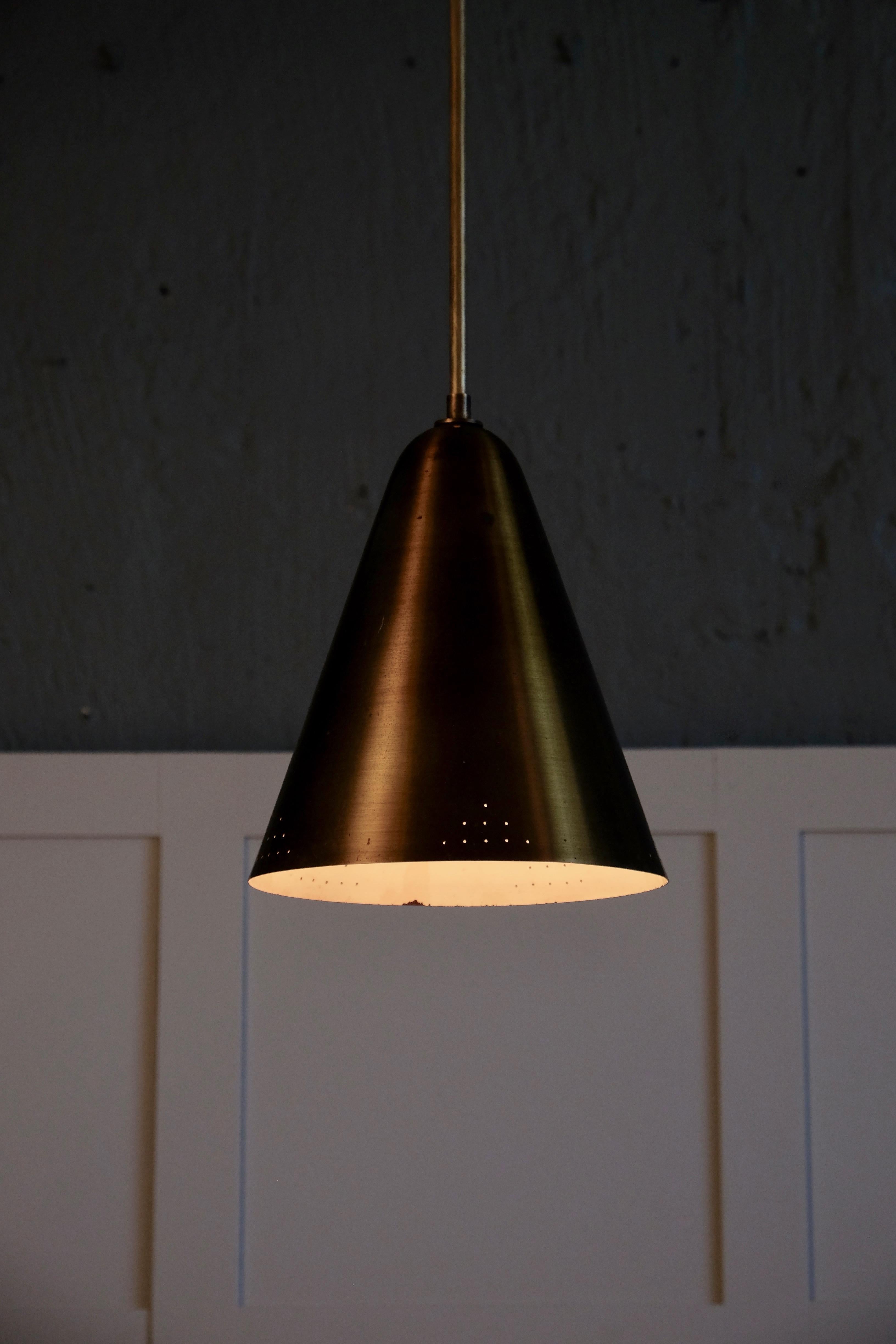 Scandinavian Modern Rare Hans Bergström Brass Ceiling Lamp, 1950s For Sale