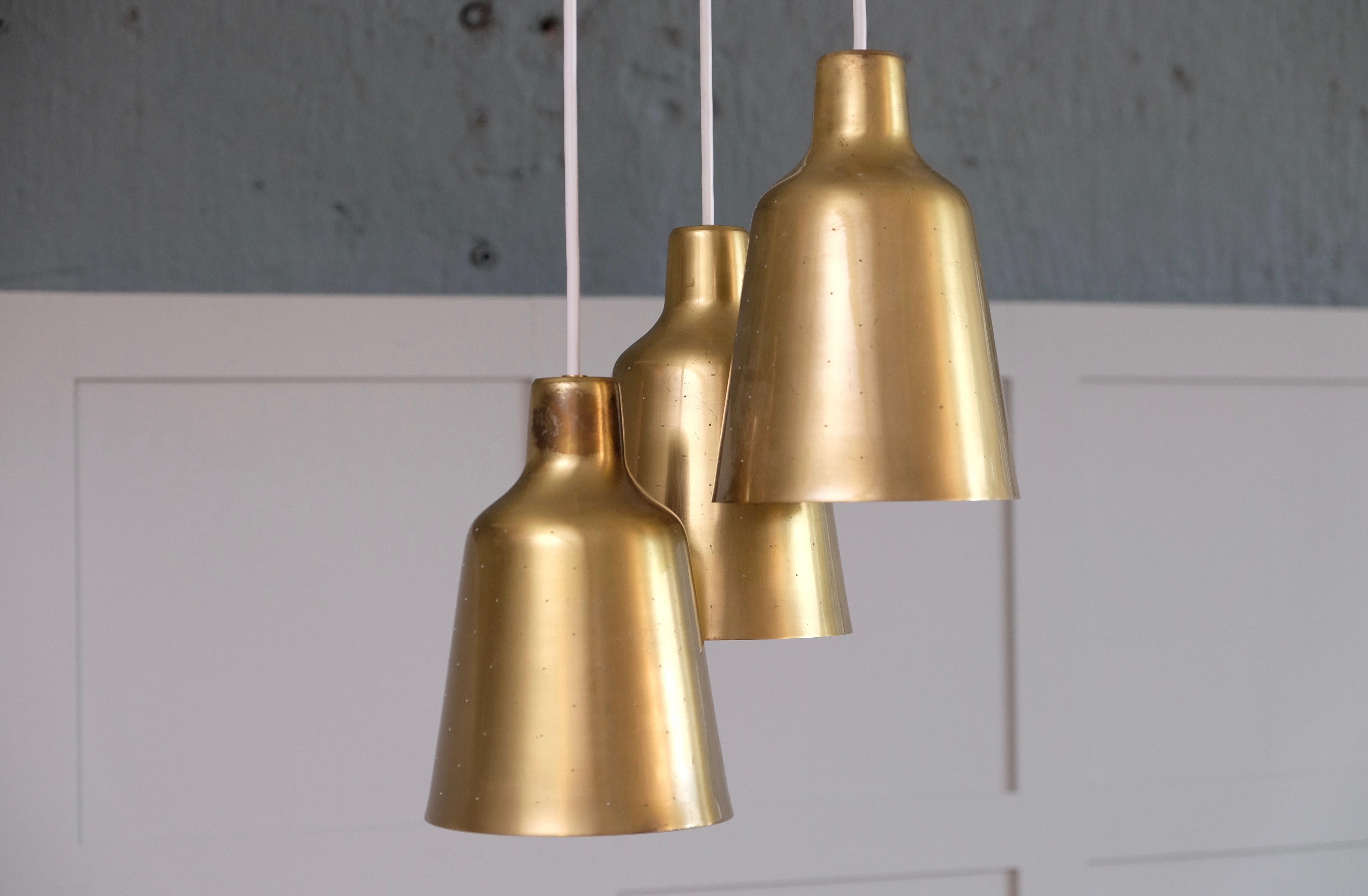 Mid-20th Century Rare Hans Bergström Brass Ceiling Lamp, 1950s For Sale