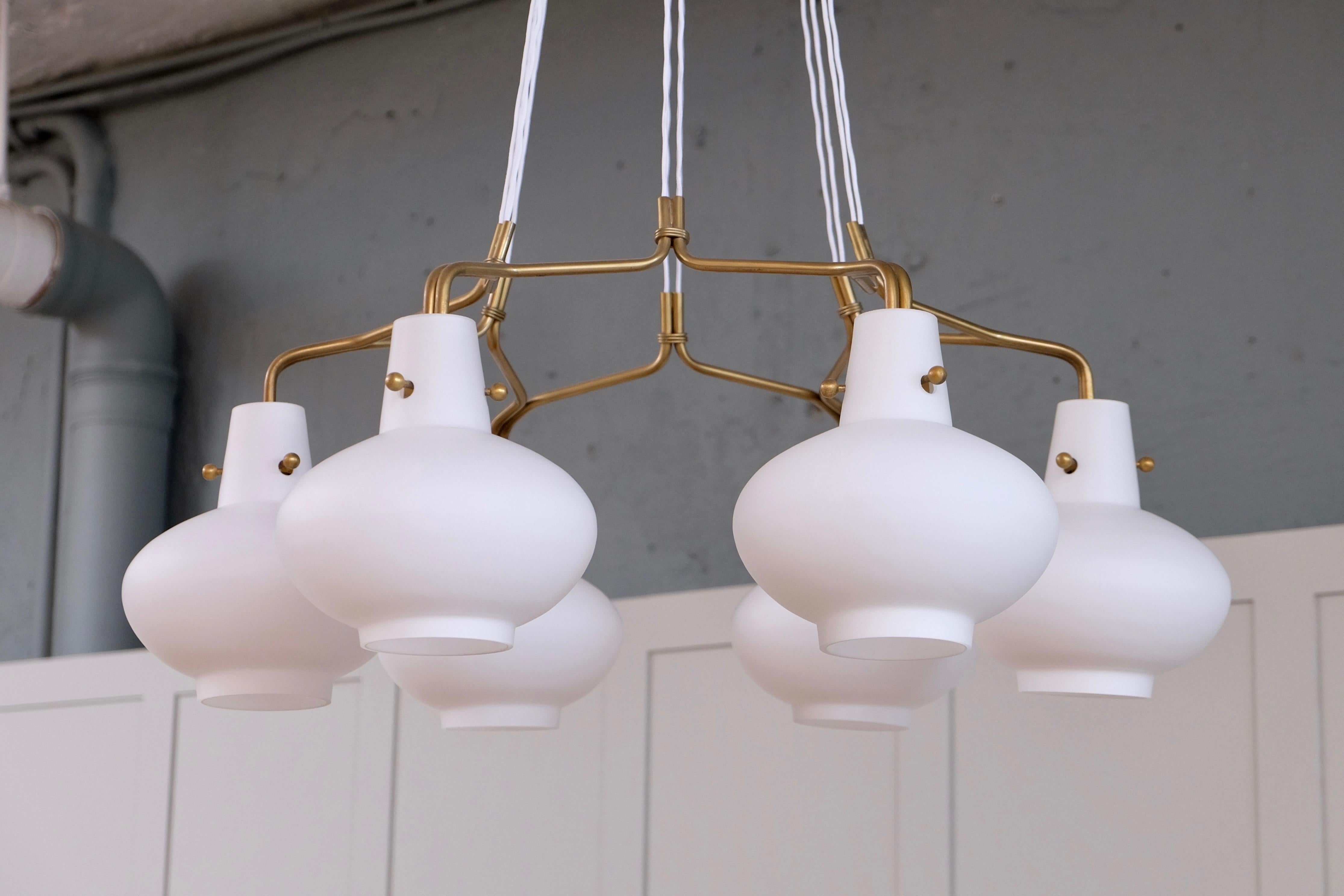 Scandinavian Modern Rare Hans Bergström Chandeliers by Ateljé Lyktan, 1950s For Sale