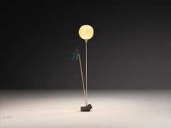 Rare Hans Bergström for Ateljé Lyktan Two-Armed Floor Lamp with Cocoon Shade