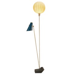 Rare Hans Bergström for Ateljé Lyktan Two-Armed Floor Lamp with Cocoon Shade