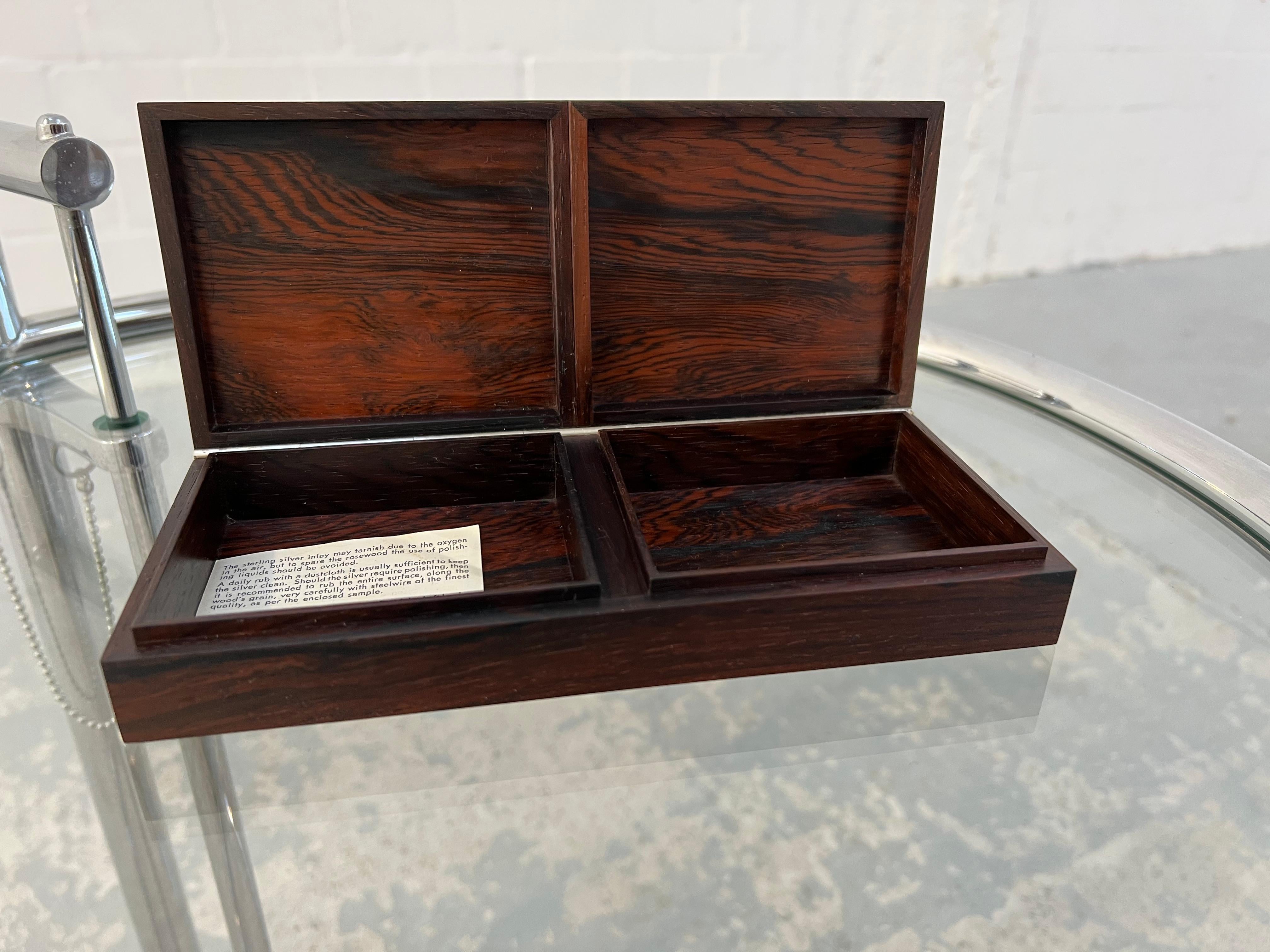 Mid-19th Century Rare Hans Hansen Double Box in Rosewood with Sterling Silver Inlay