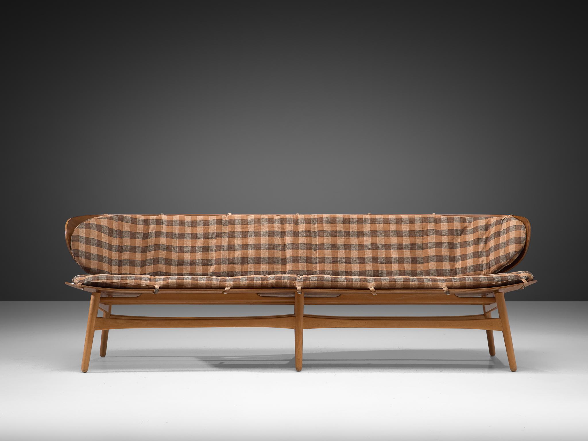 Rare Hans J. Wegner 'FH 1935' Four-Seat Sofa Bench in Walnut 4