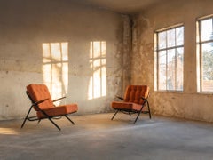 Rare Hans J. Wegner for Getama Pair of 'Sawbuck' GE215 Lounge Chairs