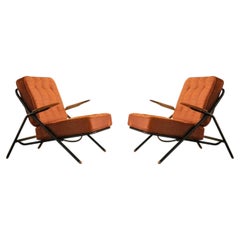 Rare Hans J. Wegner for Getama Pair of 'Sawbuck' GE215 Lounge Chairs