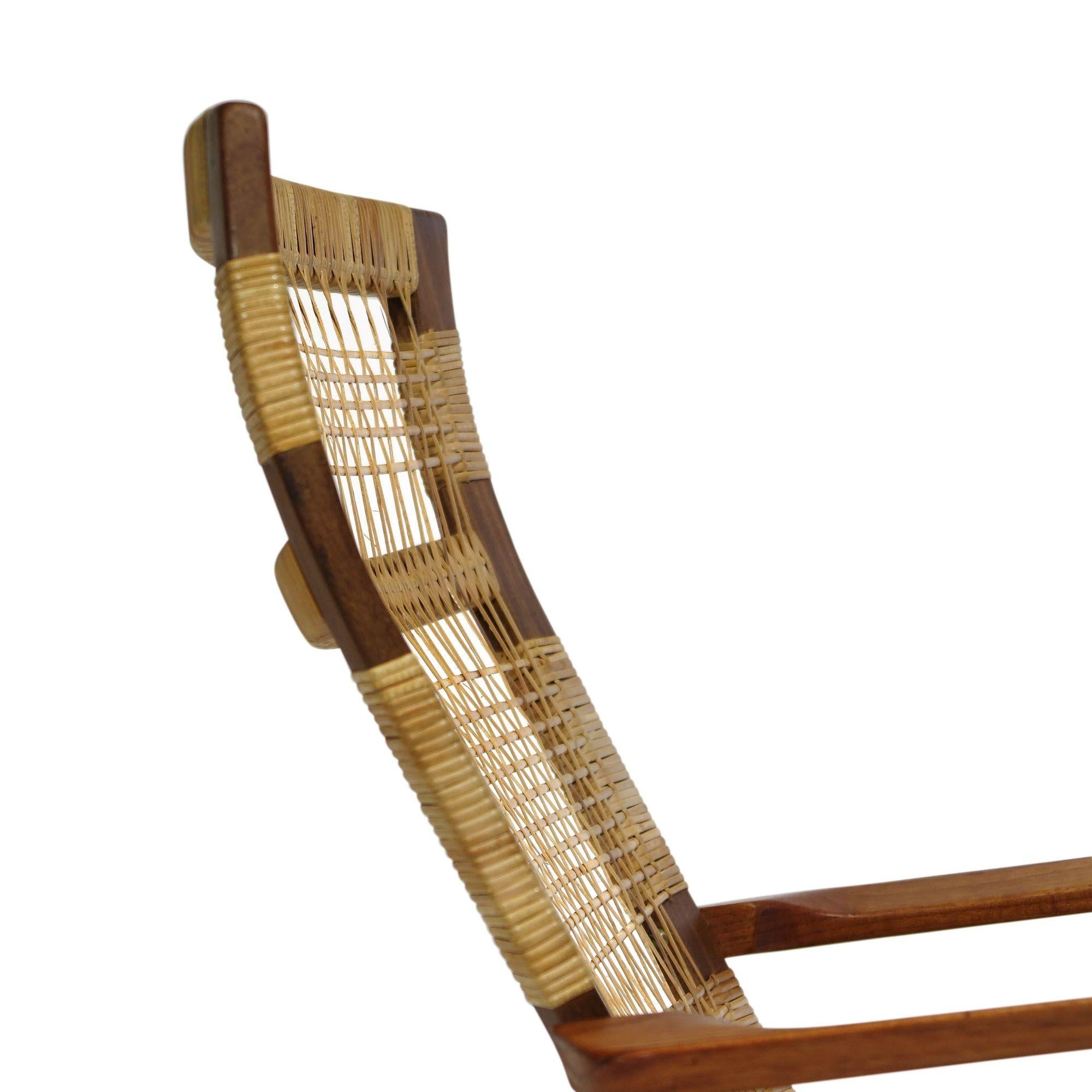 Danish Rare Hans Olsen for Juul Kristensen Teak Cane Rocking Chair For Sale
