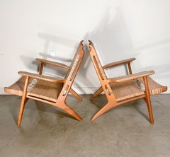 Seltene Hans Wegner CH-27 Stühle aus Eiche und Schilfrohr