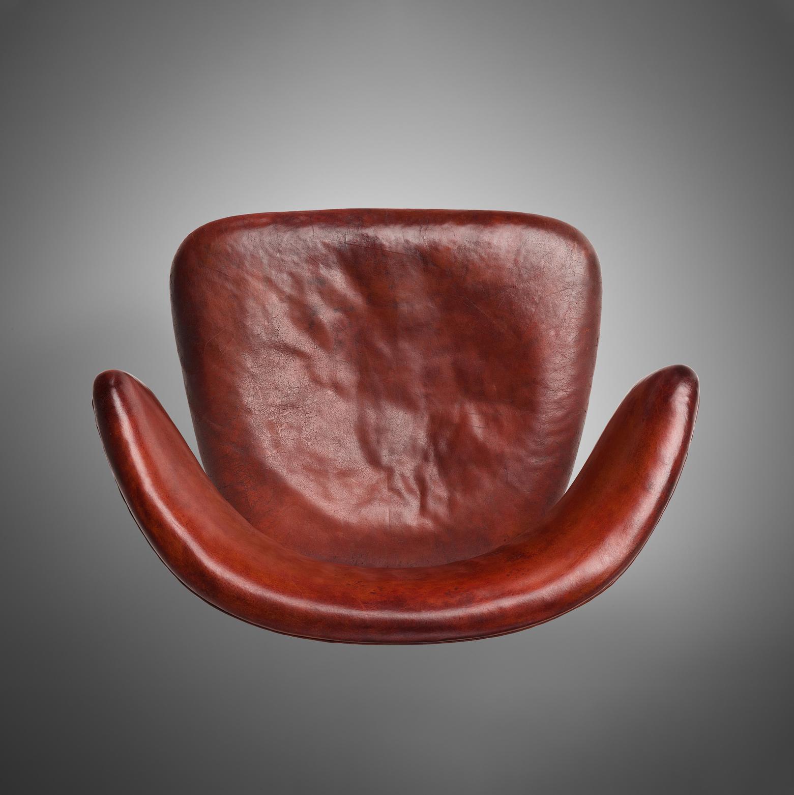 Rare Hansen & Jørgensen Chair in Original Leather and Gardella 'Arenzano' Lamp 6