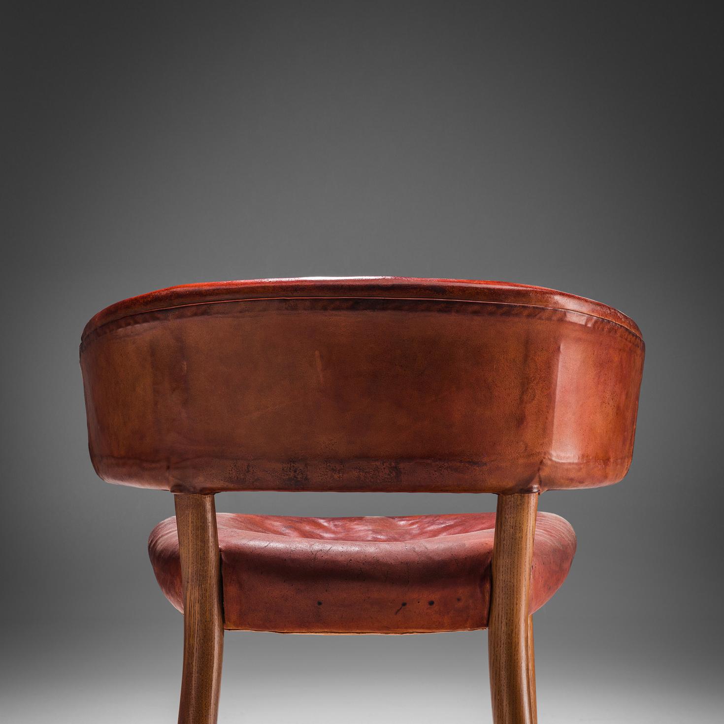 Rare Hansen & Jørgensen Chair in Original Leather and Gardella 'Arenzano' Lamp 2