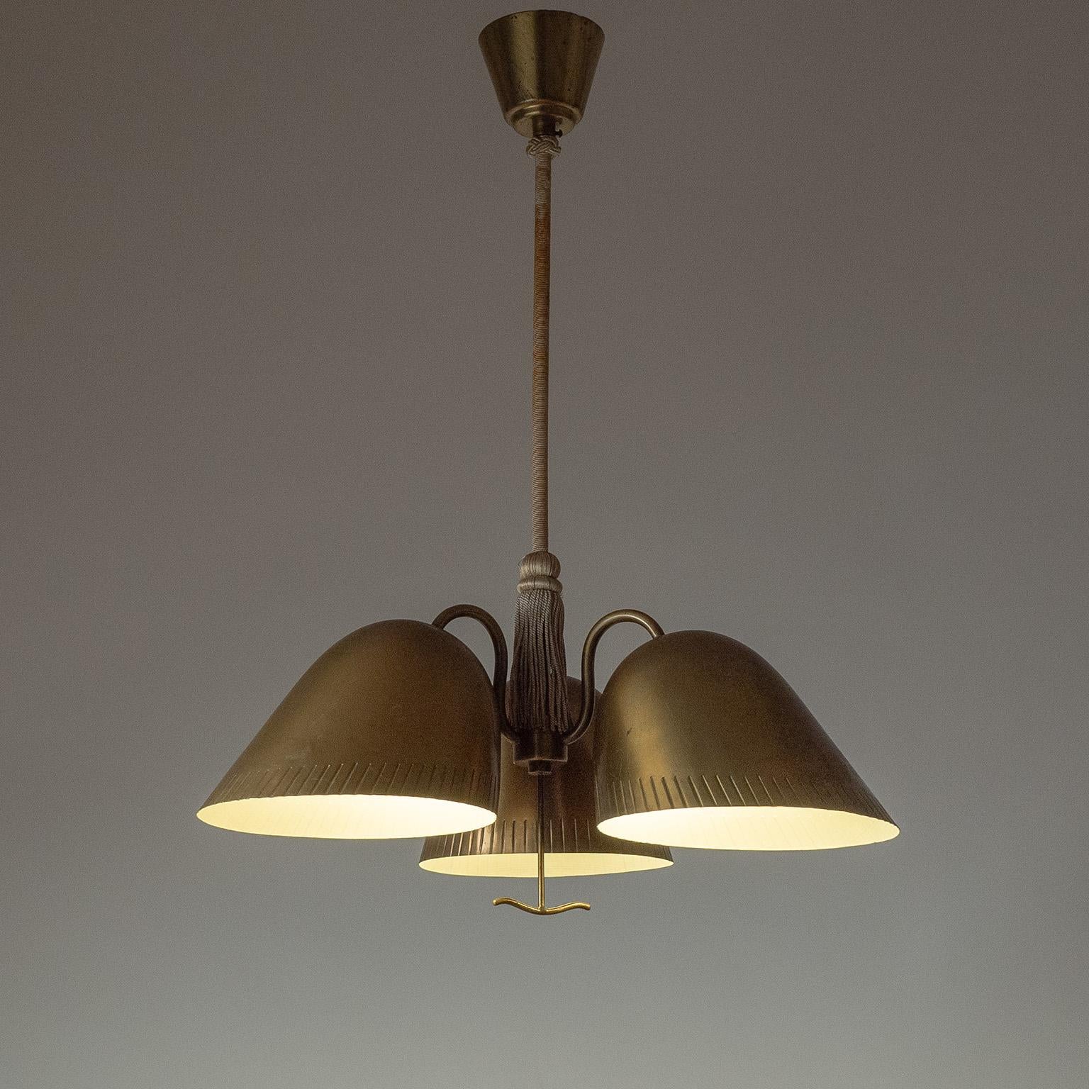 Rare Harald Notini Brass Chandelier, 1940s 4