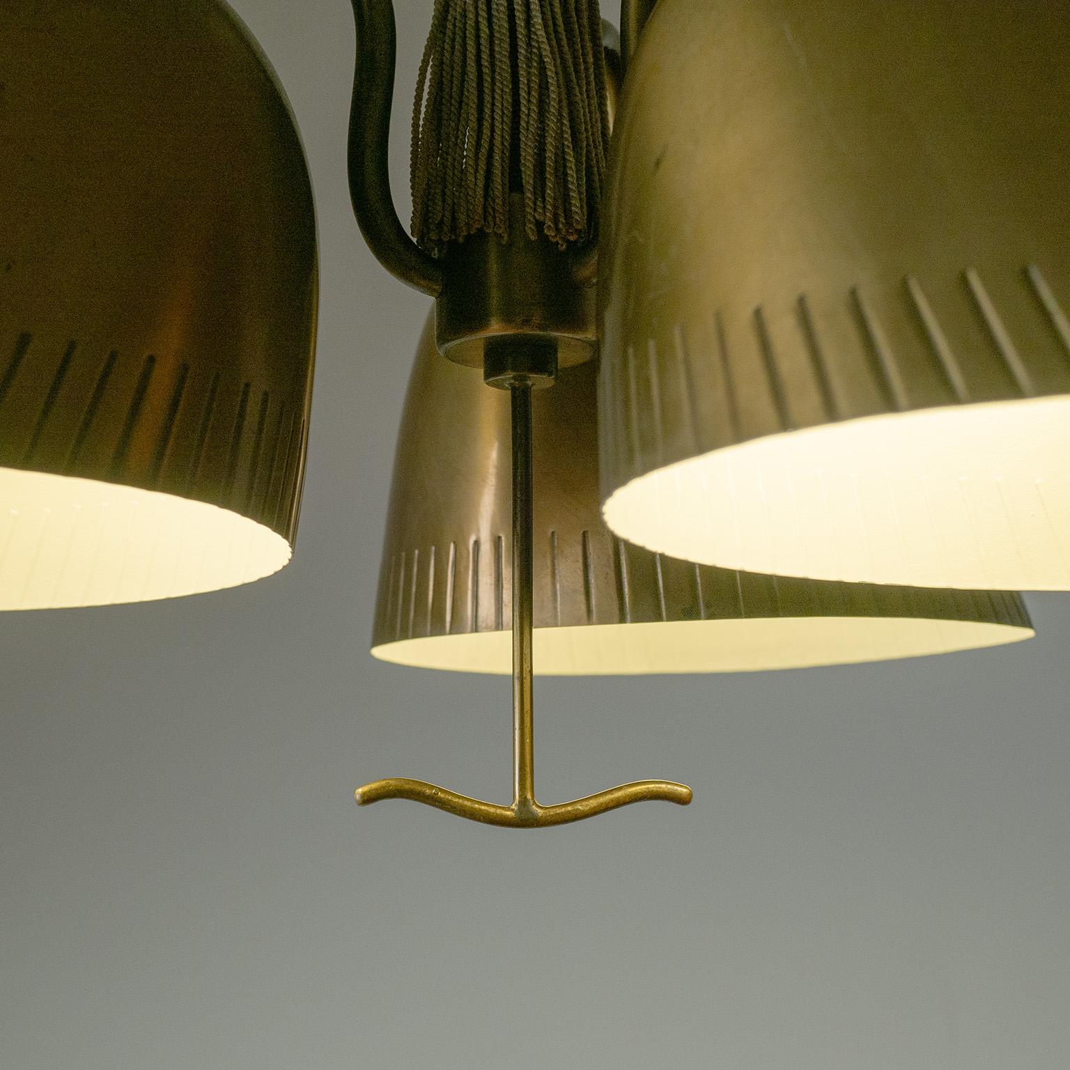 European Rare Harald Notini Brass Chandelier, 1940s