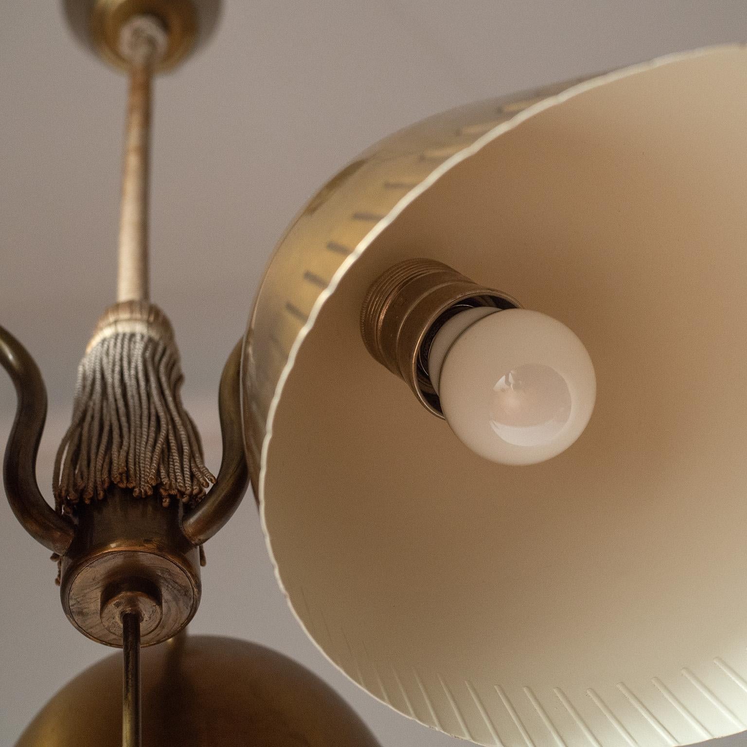 Rare Harald Notini Brass Chandelier, 1940s In Good Condition In Vienna, AT