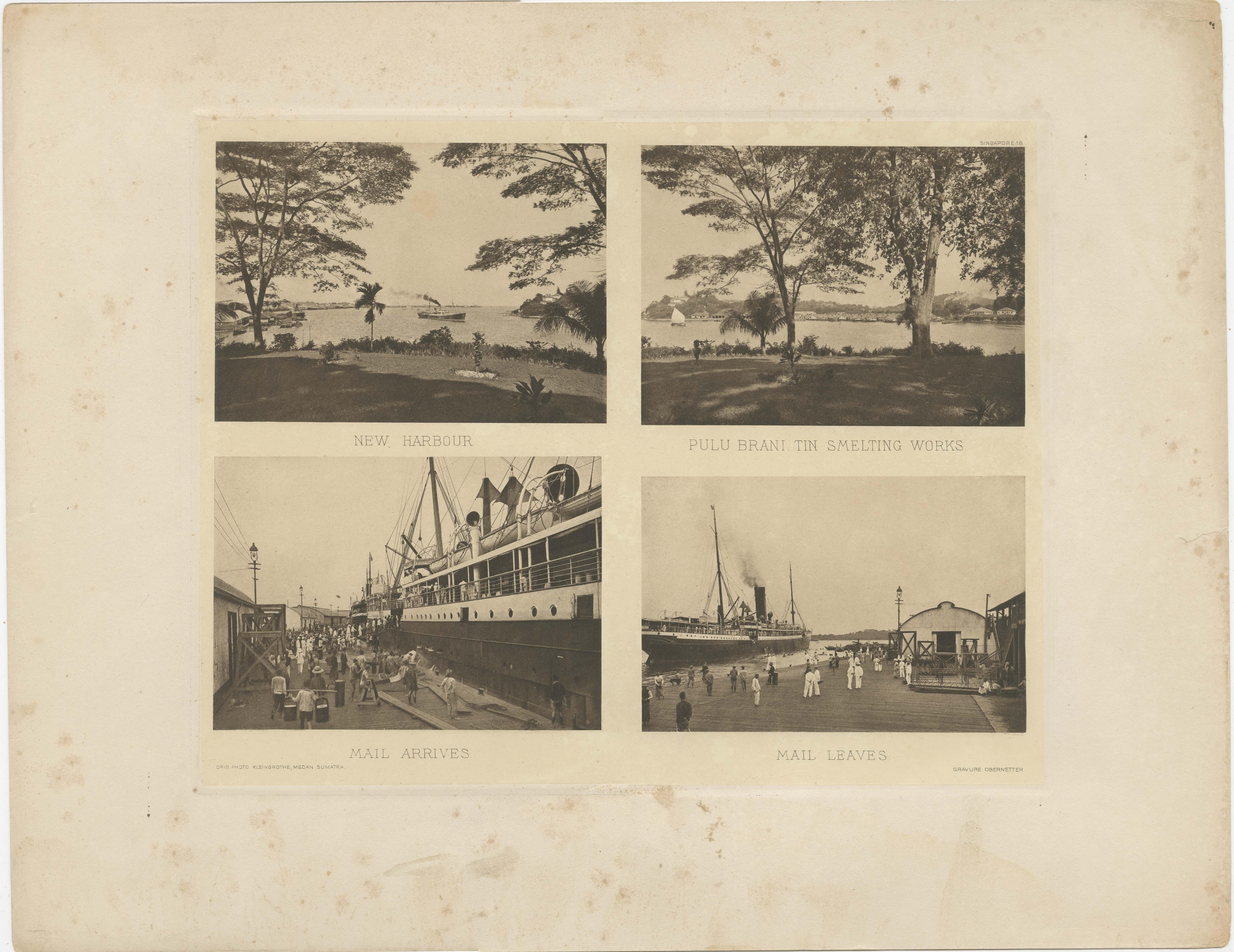 Dutch Rare Harbour Views of Colonial Singapore, 1907 For Sale
