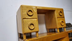 RARE Hard Rock Maple Conant Ball American Modern Art Deco Desk with Round Pulls