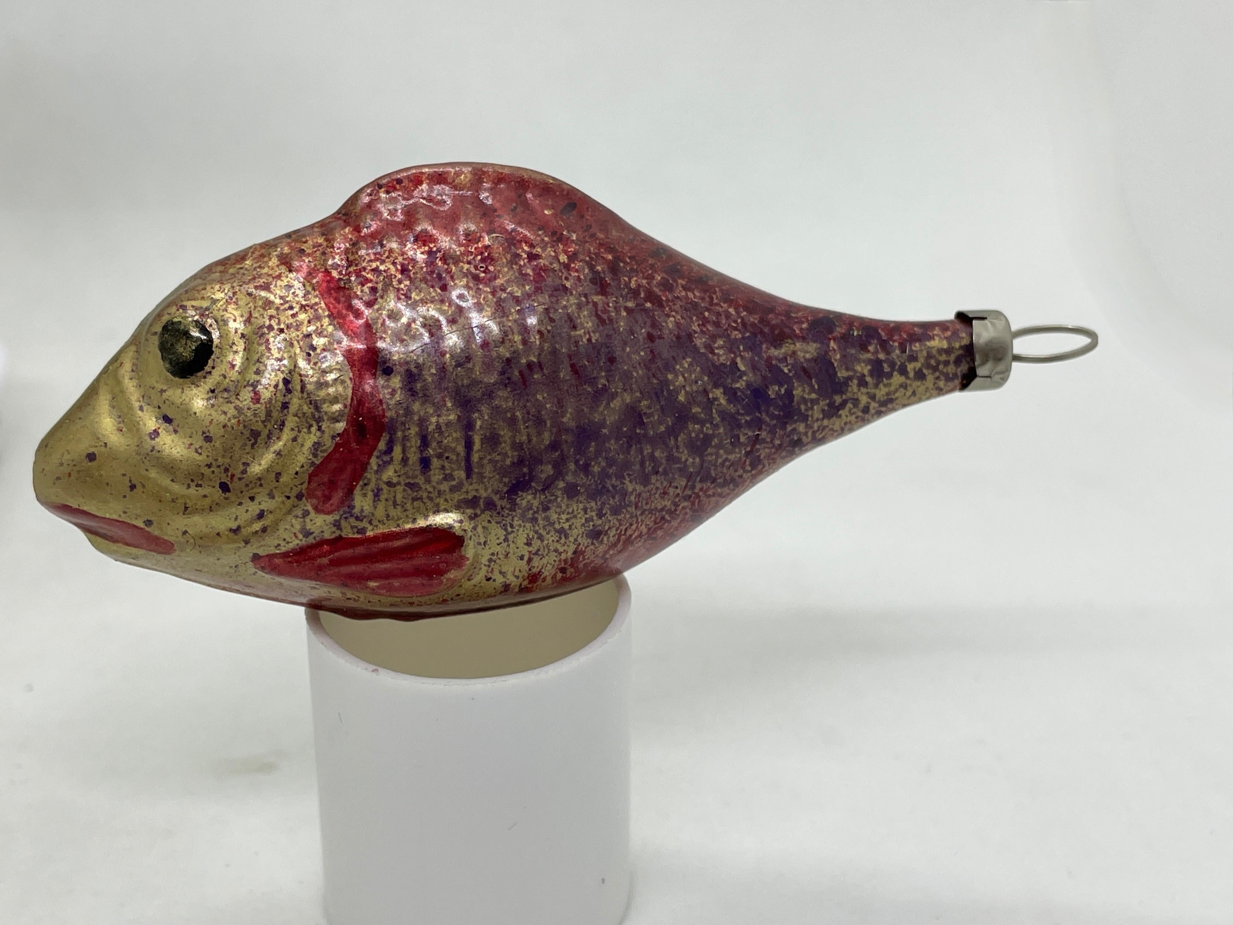 Mid-20th Century Rare Harlequin and Fish Christmas Ornament Vintage, German, 1930s