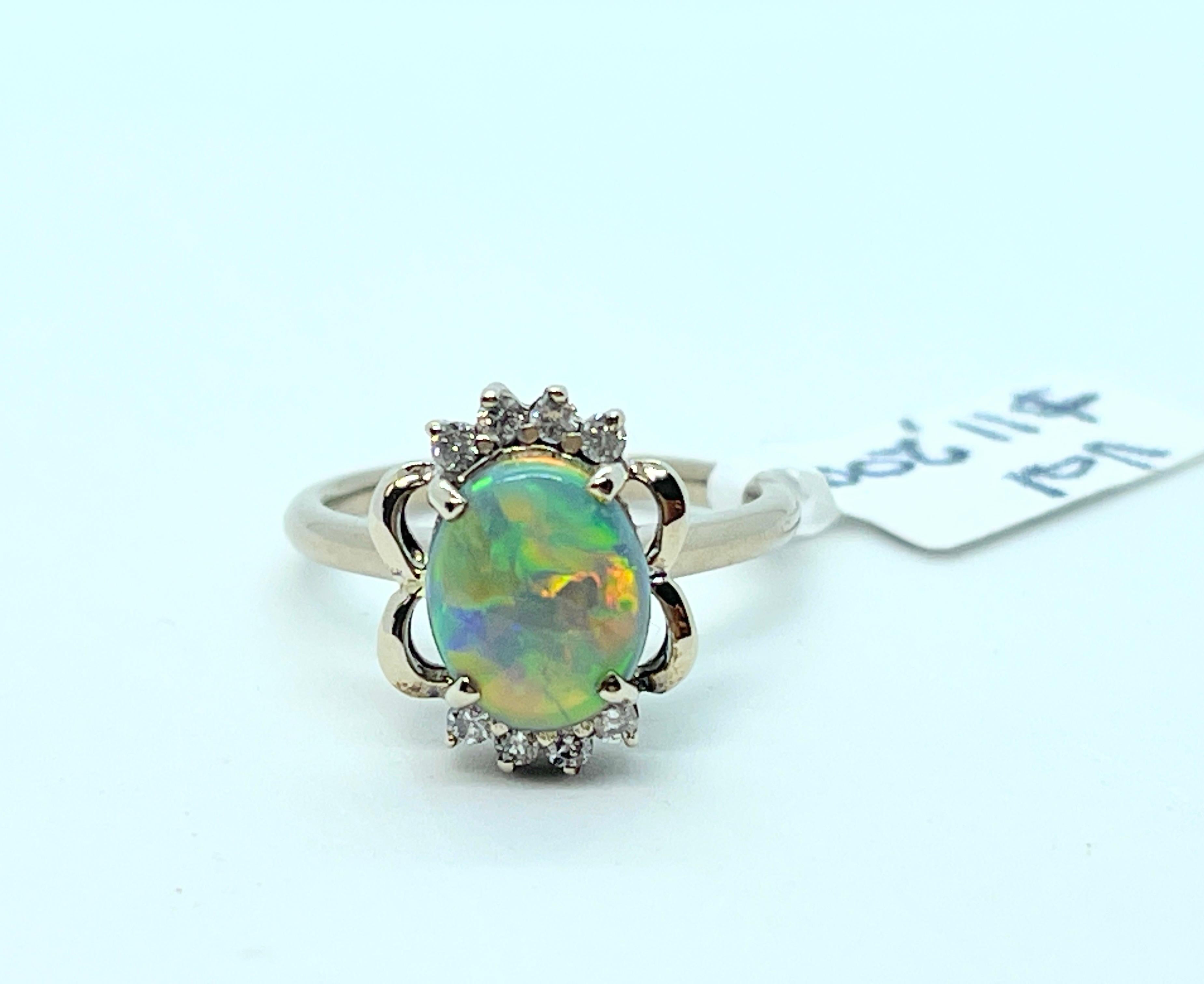 Rare Harlequin Pattern Solid Semi Black Opal Diamond Ring 9ct Gold Valuation For Sale 6