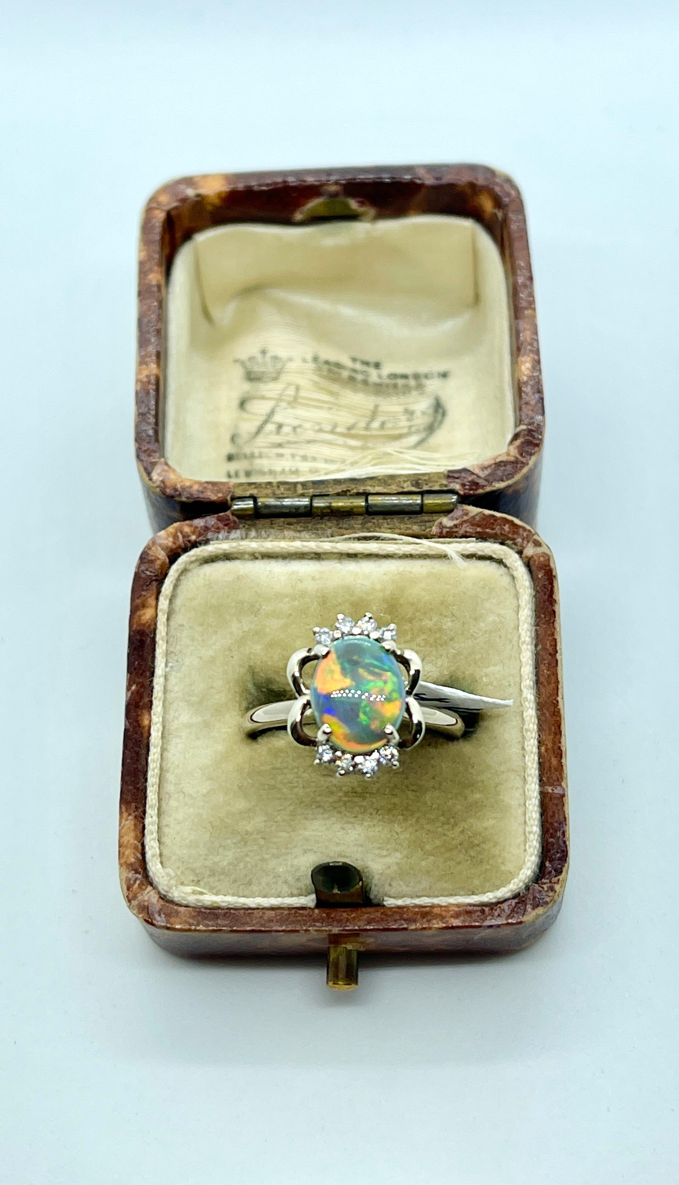 Rare Harlequin Pattern Solid Semi Black Opal Diamond Ring 9ct Gold Valuation For Sale 7