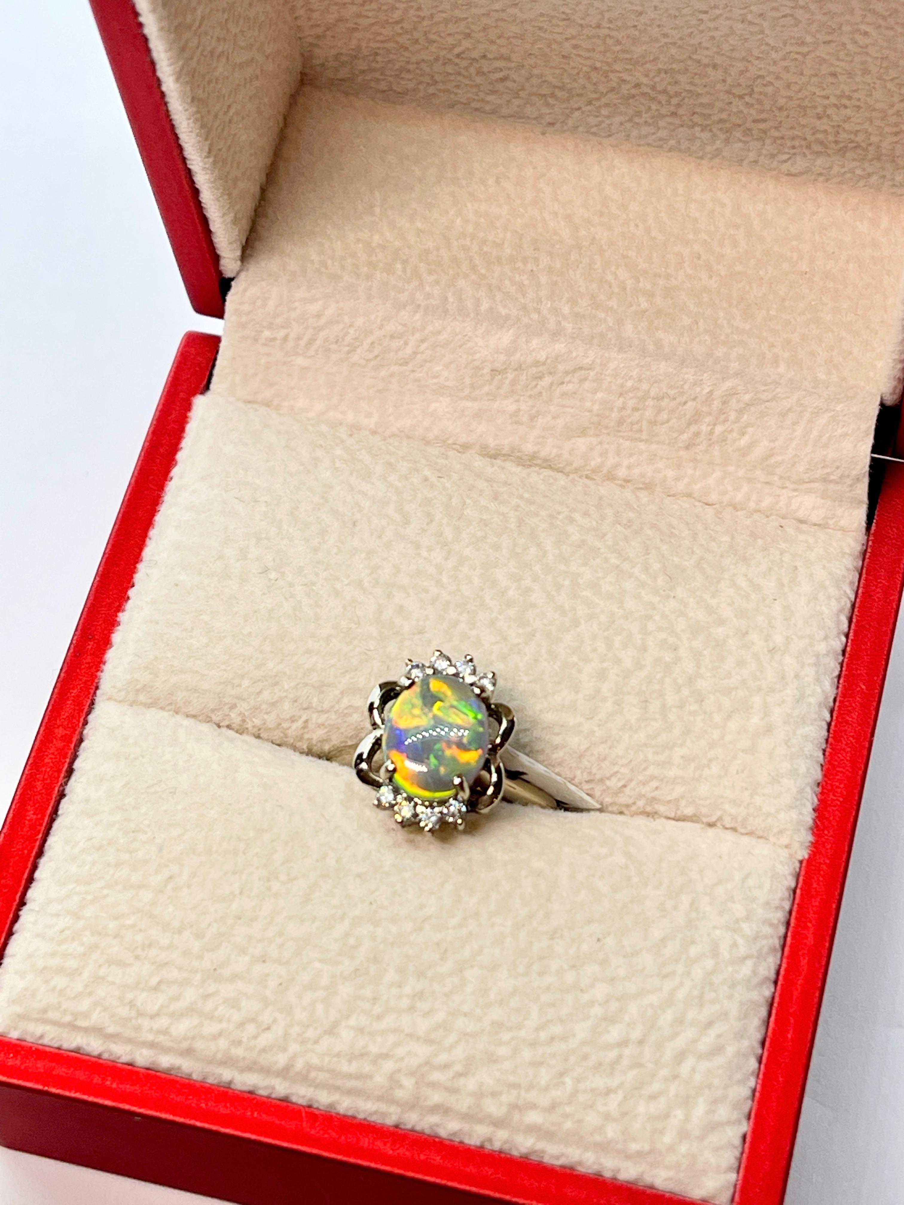 Rare Harlequin Pattern Solid Semi Black Opal Diamond Ring 9ct Gold Valuation For Sale 8