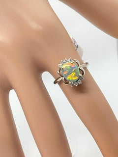 Rare Harlequin Pattern Solid Semi Black Opal Diamond Ring 9ct Gold Valuation