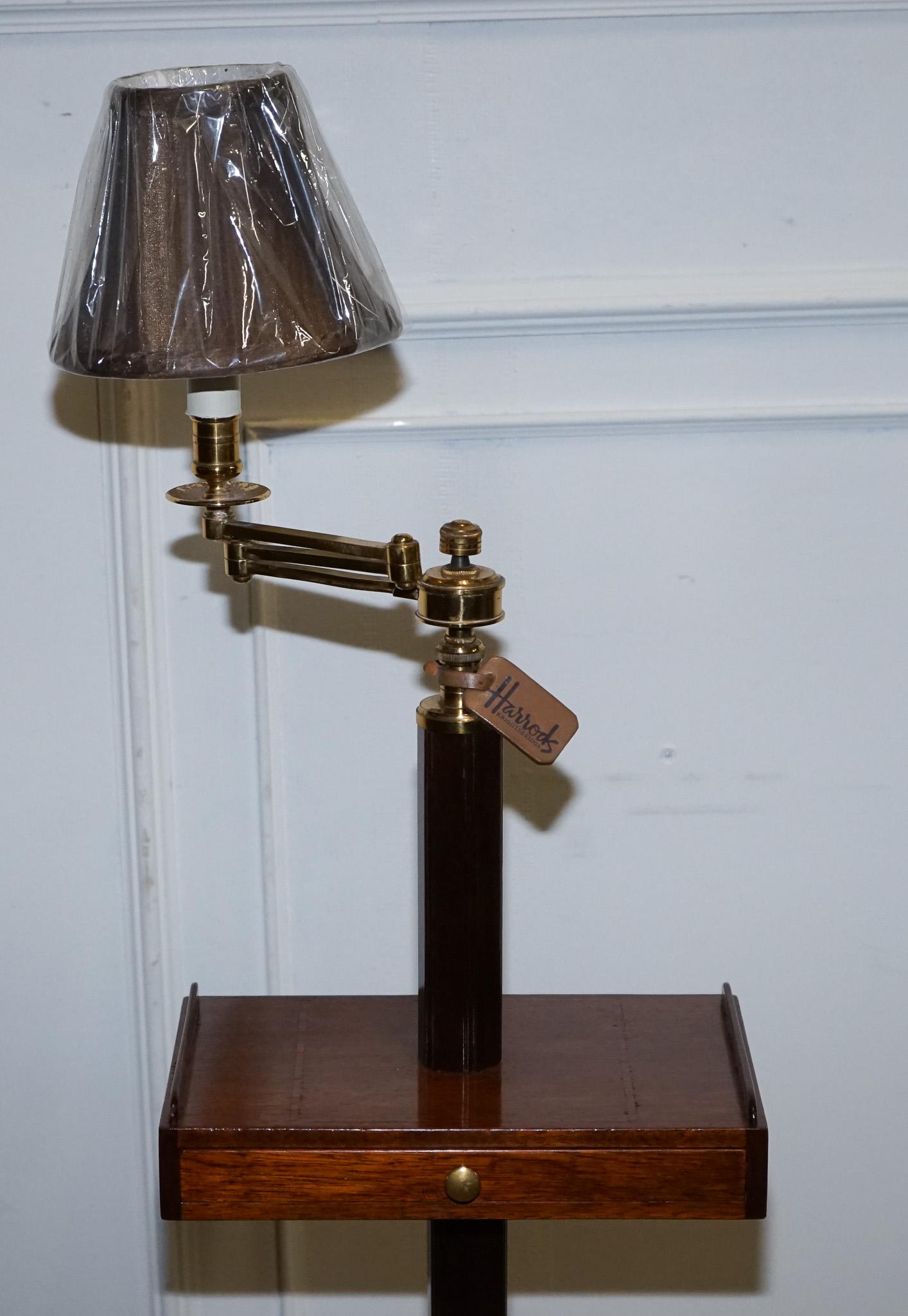 
Antiques of London


A rare and beautifully crafted Harrods London reading lamp stand side table, fully restored and finished to an exceptional standard. This elegant piece combines the charm of a traditional side table with the practicality of an