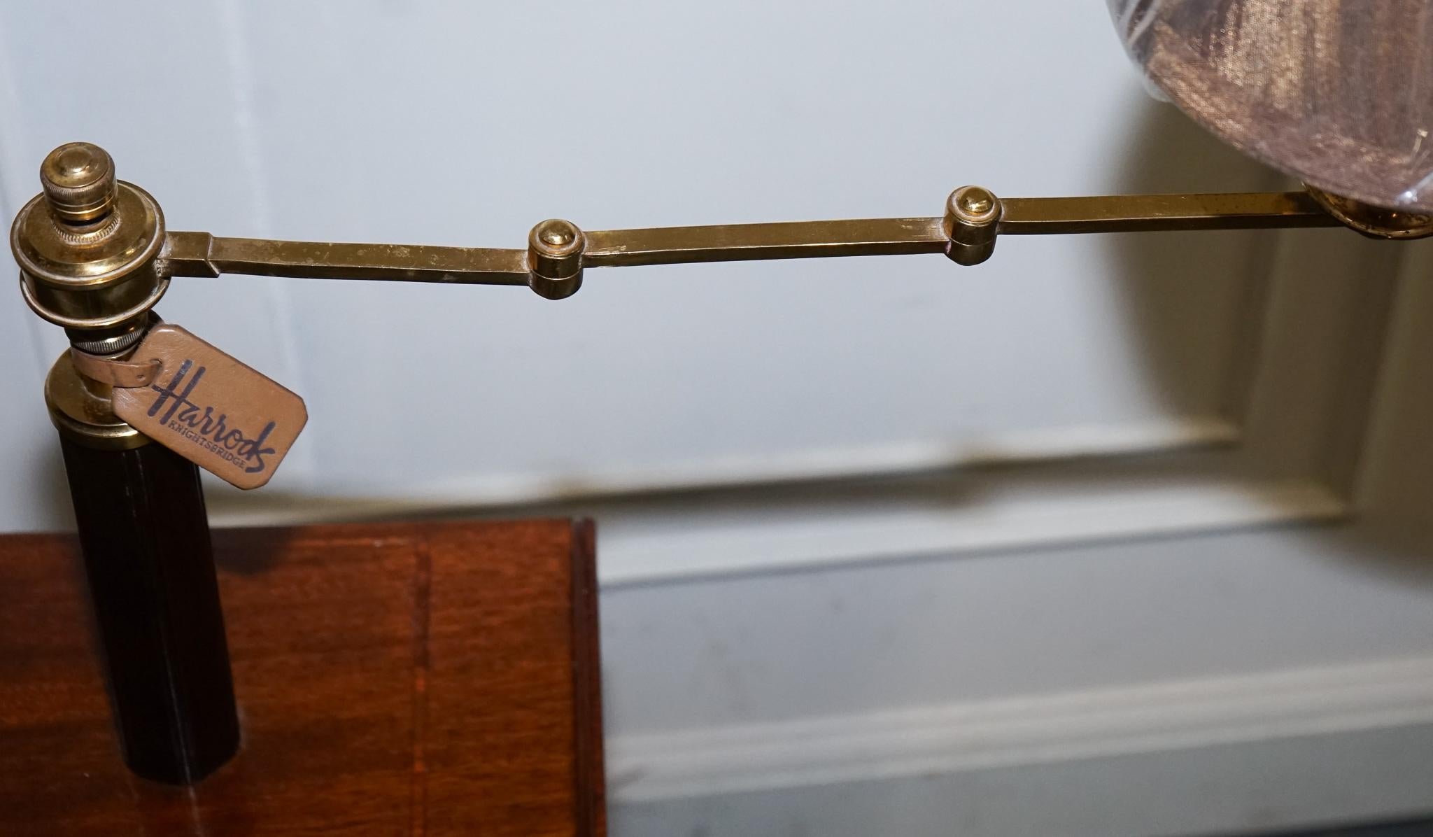 20th Century RARE HARRODS LONDON ENGLISH READING LAMP STAND SIDE TABLE WiTH LAMP For Sale