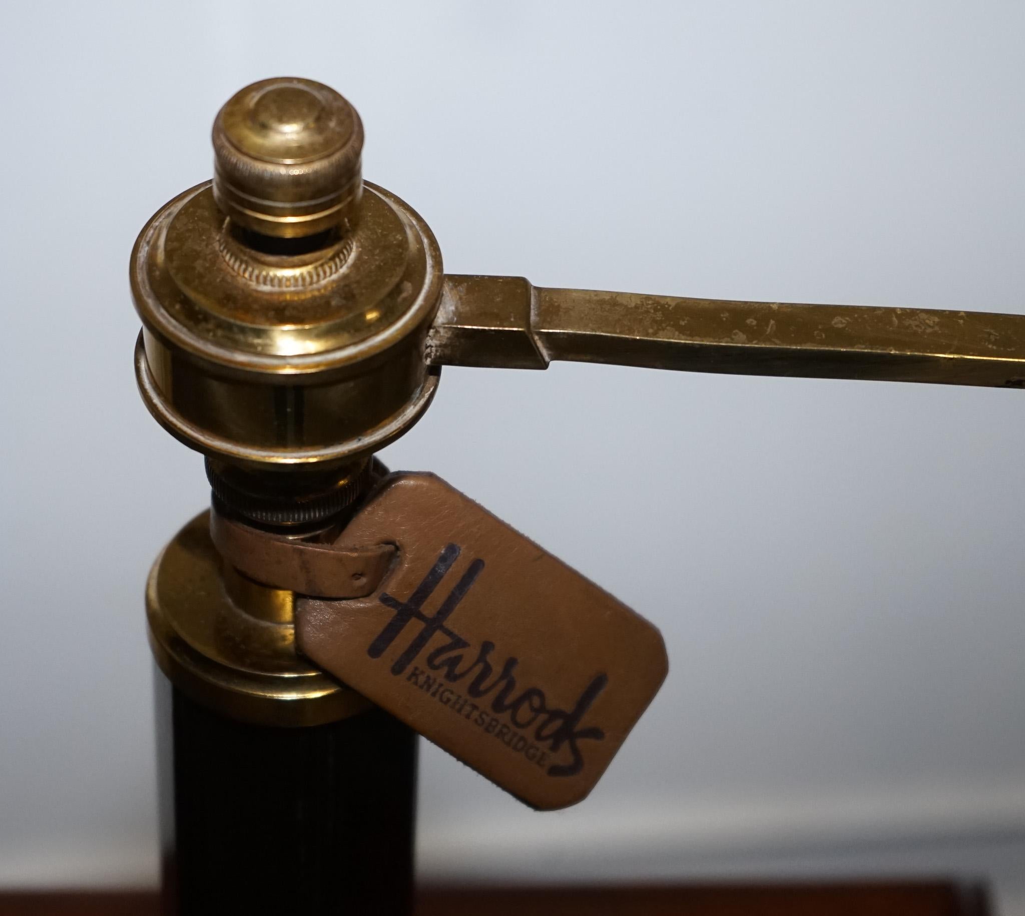 Walnut RARE HARRODS LONDON ENGLISH READING LAMP STAND SIDE TABLE WiTH LAMP For Sale