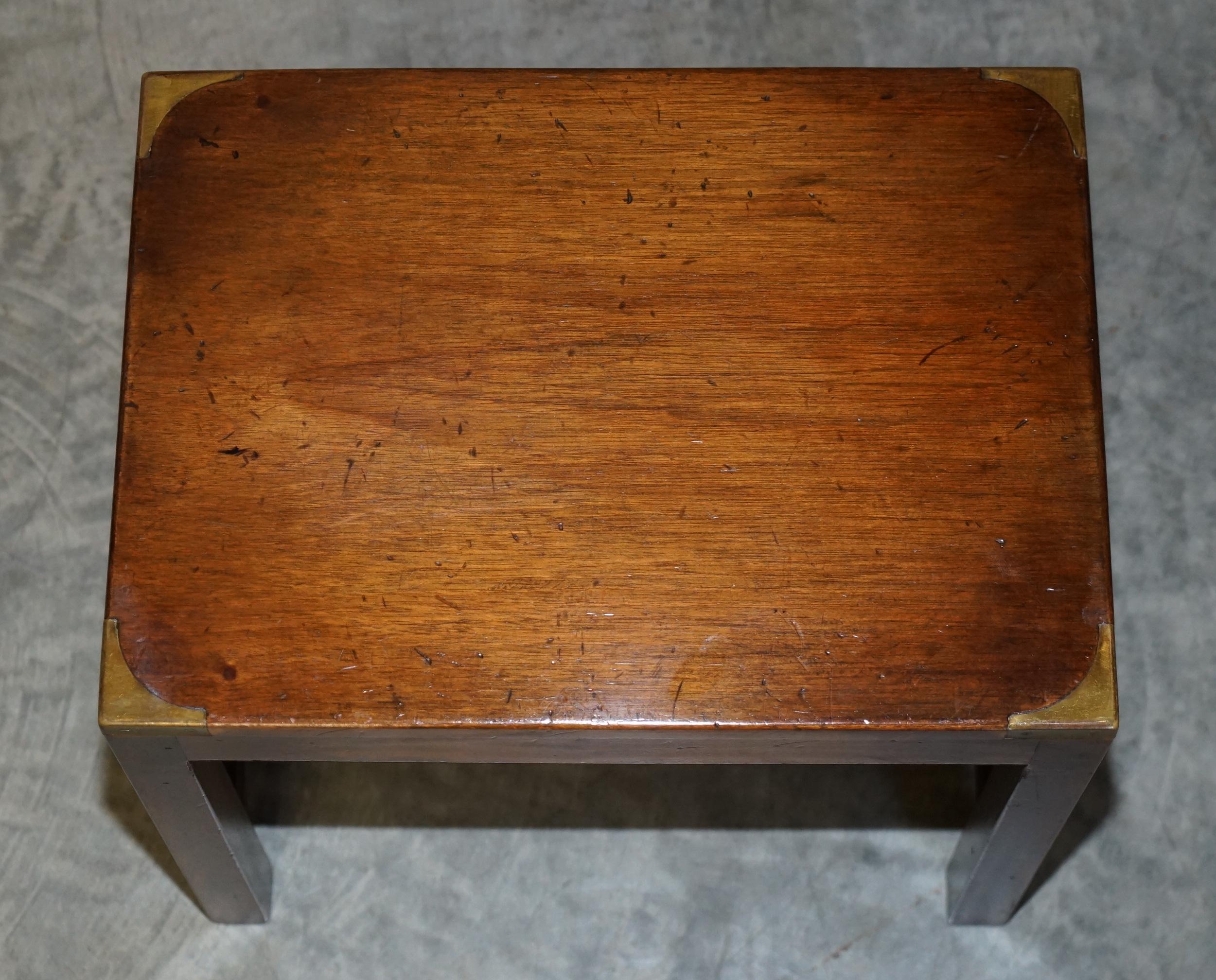 Rare Harrods London Kennedy Hardwood Military Campaign Nest of Side End Tables 6