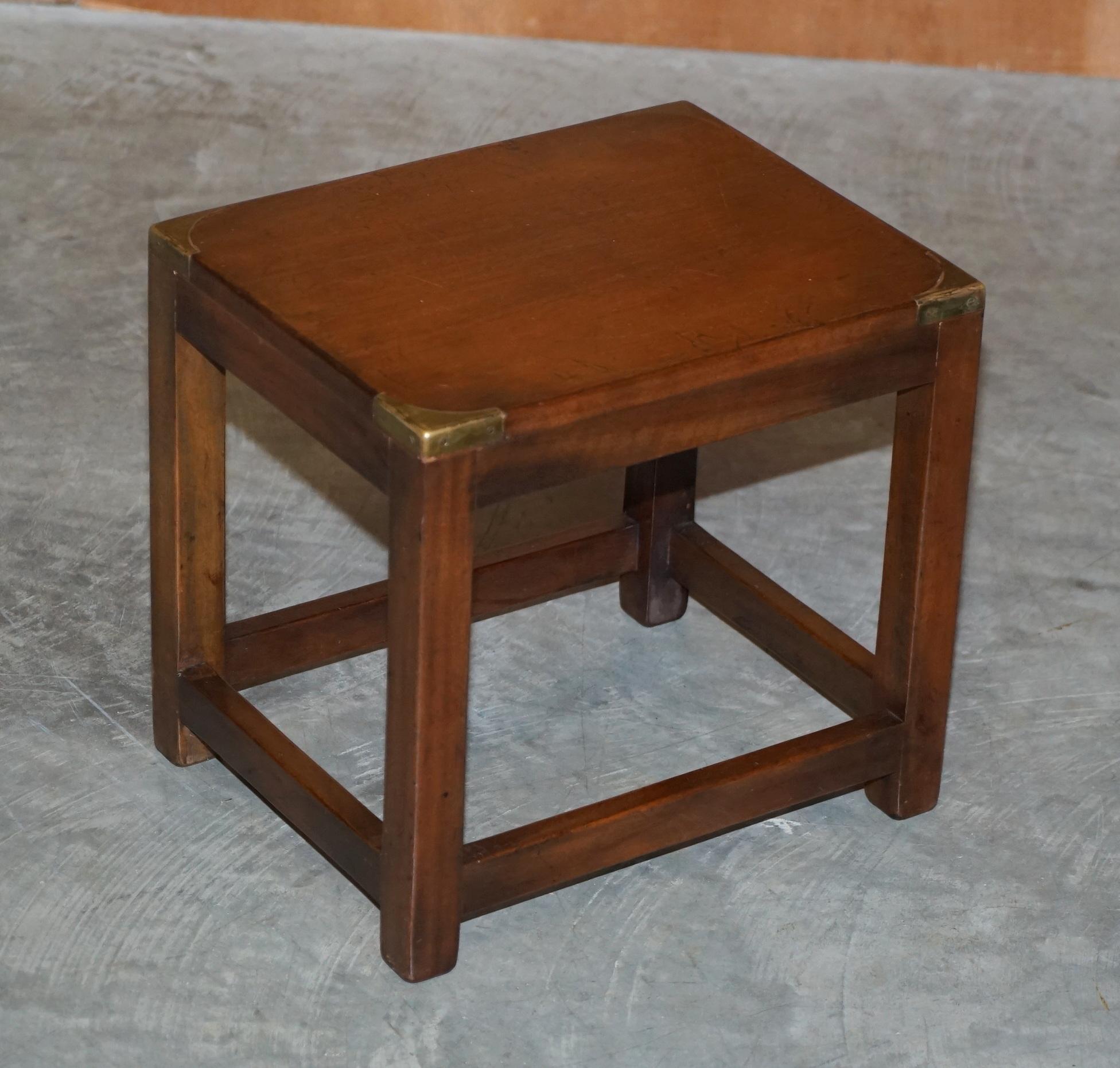 Rare Harrods London Kennedy Hardwood Military Campaign Nest of Side End Tables 9