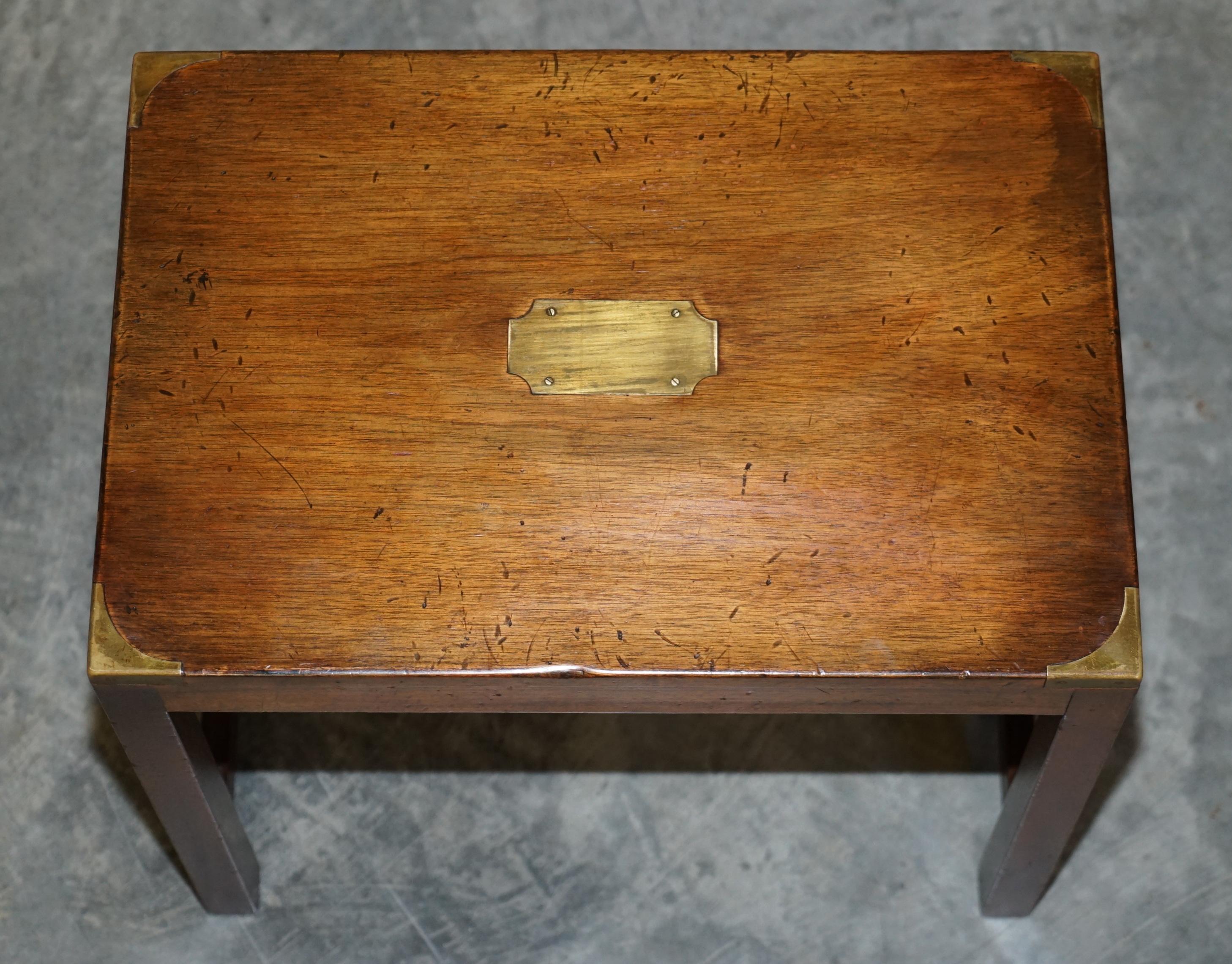 20th Century Rare Harrods London Kennedy Hardwood Military Campaign Nest of Side End Tables