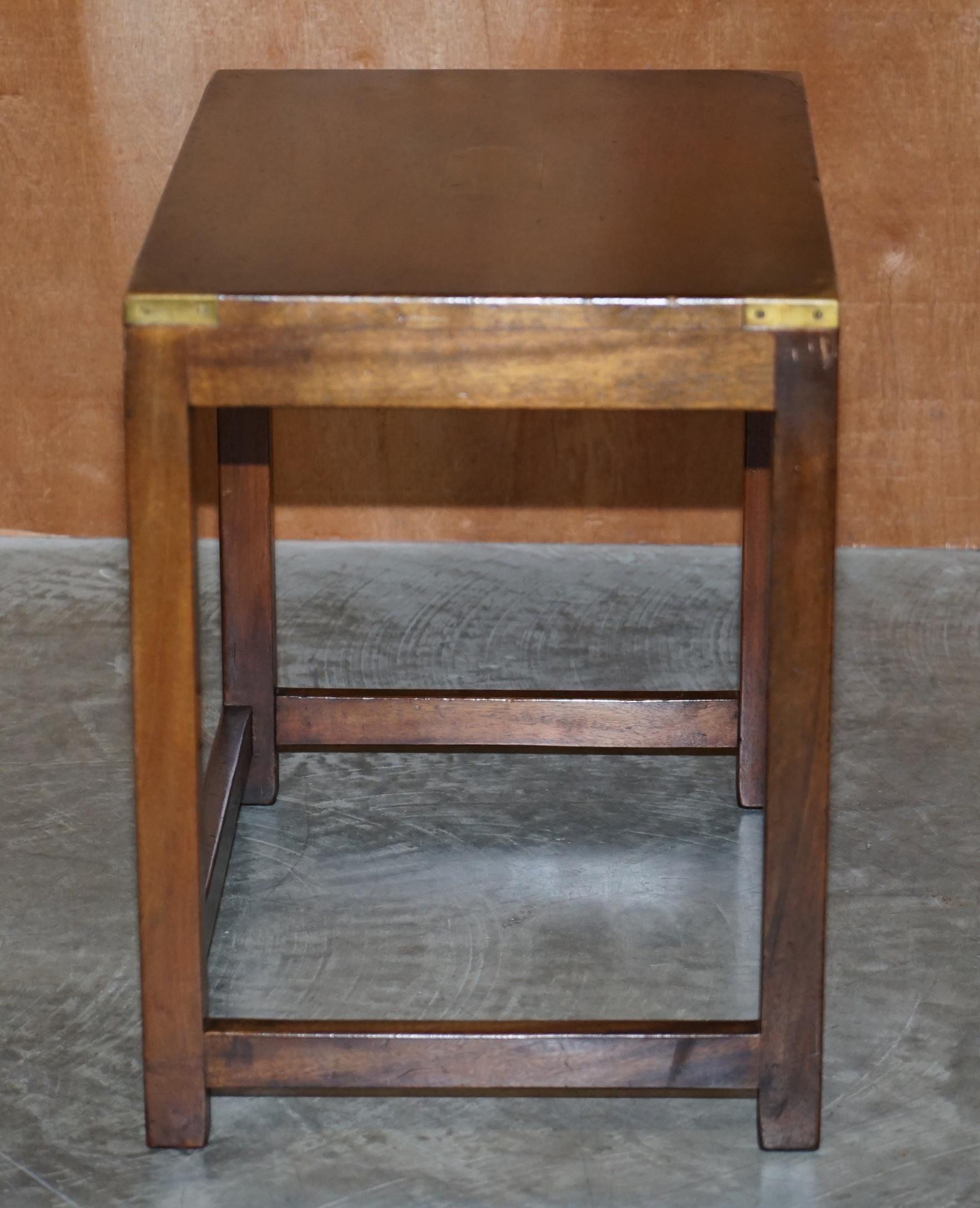 Rare Harrods London Kennedy Hardwood Military Campaign Nest of Side End Tables 3